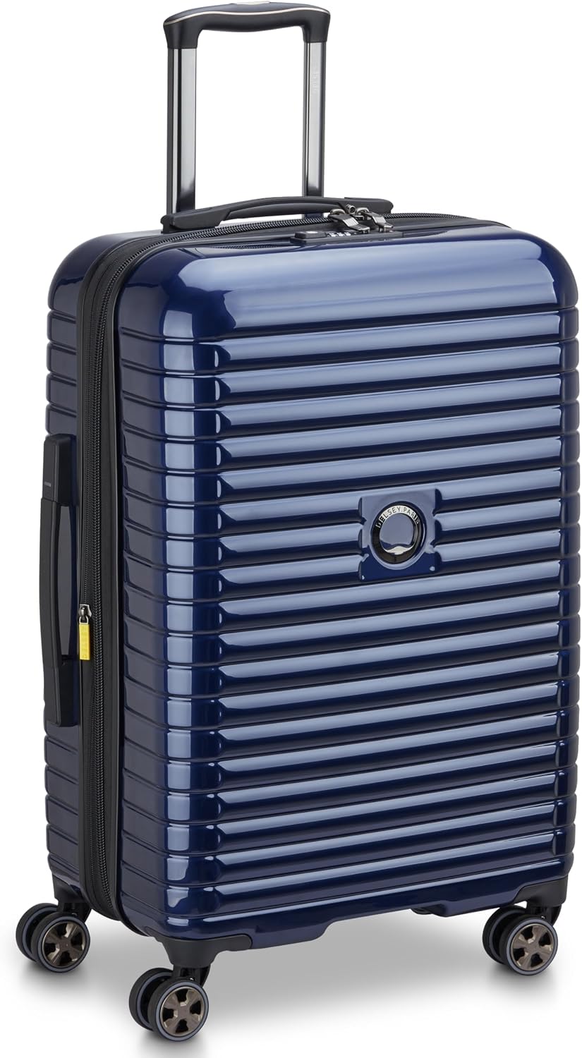 DELSEY PARIS Cruise 3.0, 20 Inch Carry-On Hardside Luggage, Deep Sea Navy | Expandable Suitcase, Lightweight 100% Polycarbonate Shell, Dual-Density Spinner Wheels, USB Port, TSA Lock