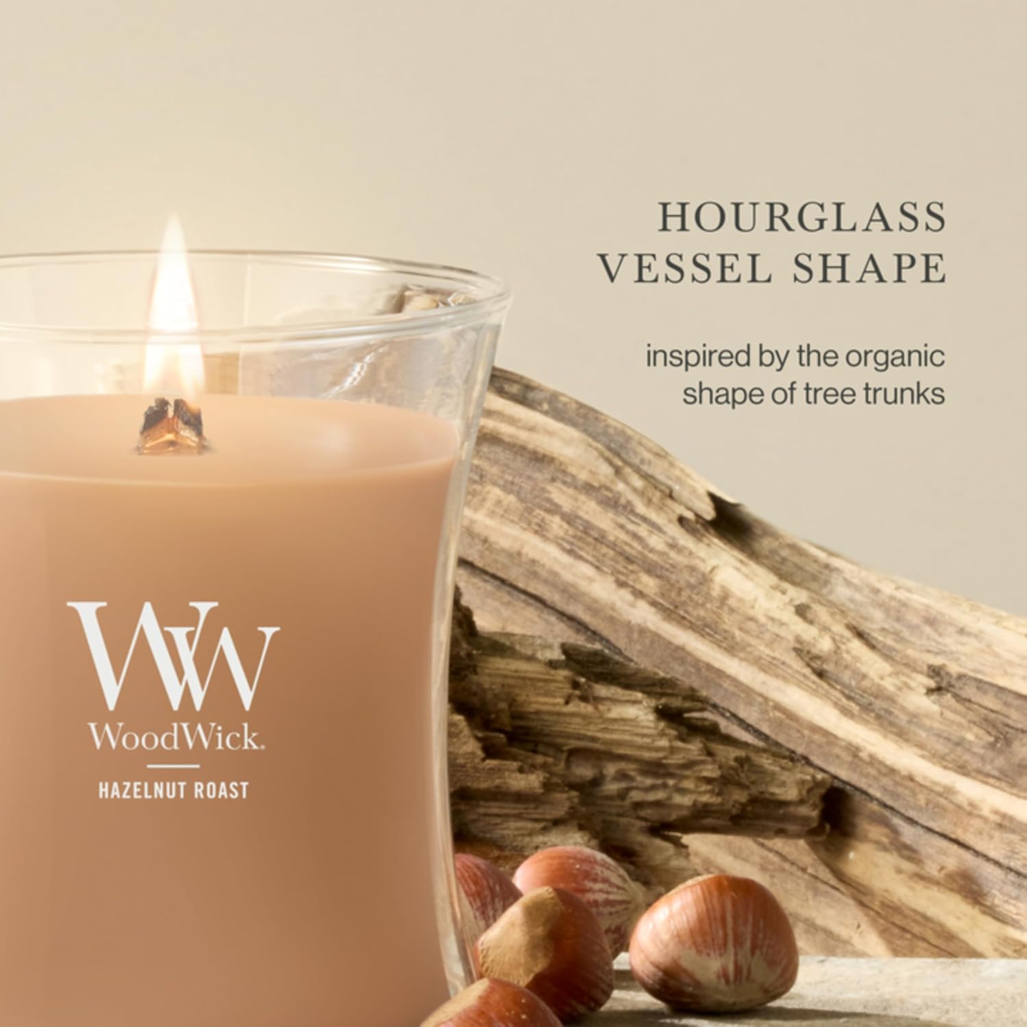 WoodWick Fireside Holiday Candle Gifts for Women and Men, 9.7 oz Medium Hourglass Candle with Crackling Wick
