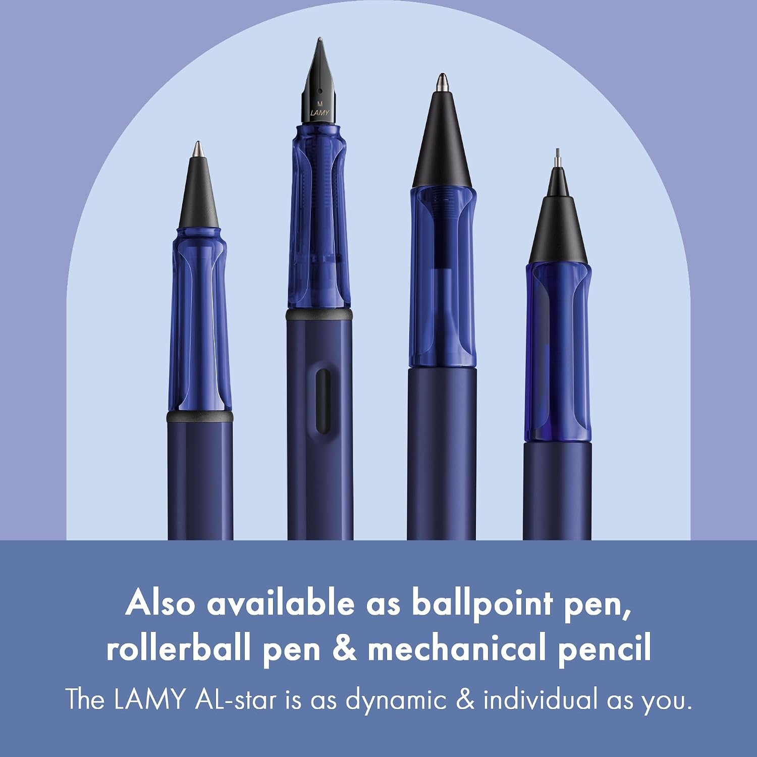 LAMY AL-star black - Fountain Pen with ergonomic grip & black Left-Handed steel nib (LH) in size M - lightweight aluminum body - including LAMY T 10 blue cartridge