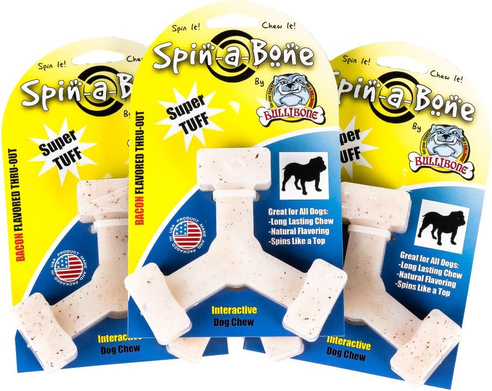 Bullibone Nylon Dog Chew Toy Spin-a-Bone - Interactive Dog Toy, Triggers Natural Instincts, and Improves Oral Health