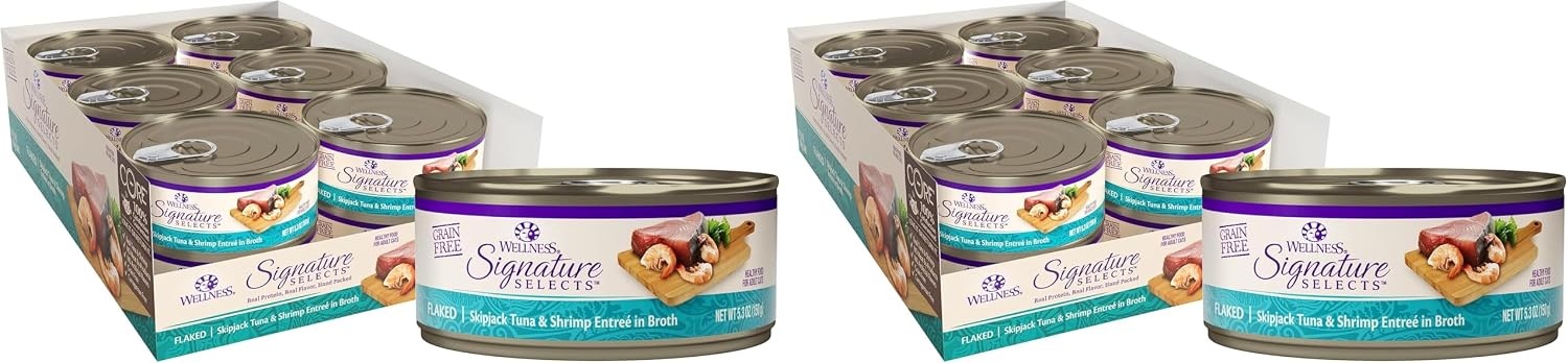 Wellness CORE Signature Selects Shredded Adult Canned Wet Cat Food, Natural, Protein Rich, Grain Free, Chicken Entrée Recipe, 2.8 oz, Pack of 12 Cans