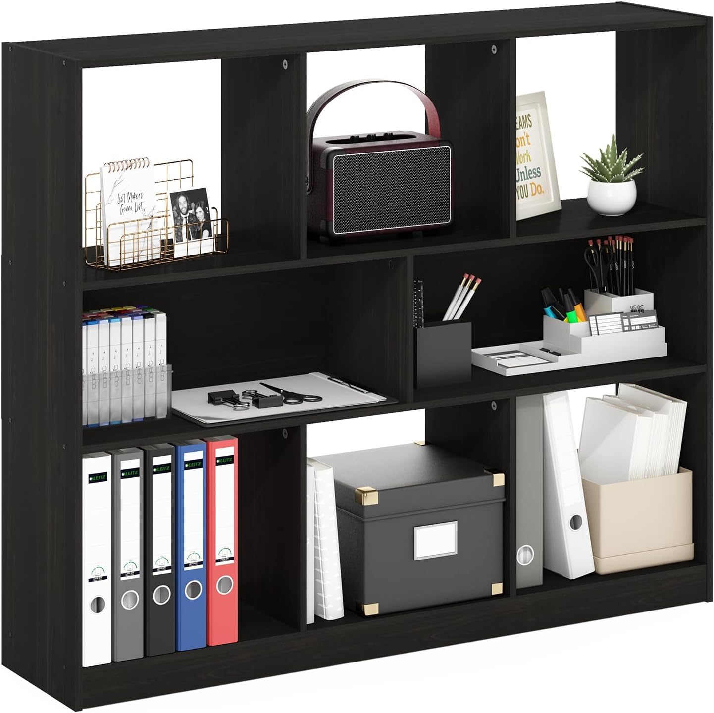 Furinno LUDER Book Shelf, 6-Tier Tall Modern Bookshelf, Bookcase with Open Shelves, 9.3 x 12 x 71, for Living Room, Bedroom, Home Office, White
