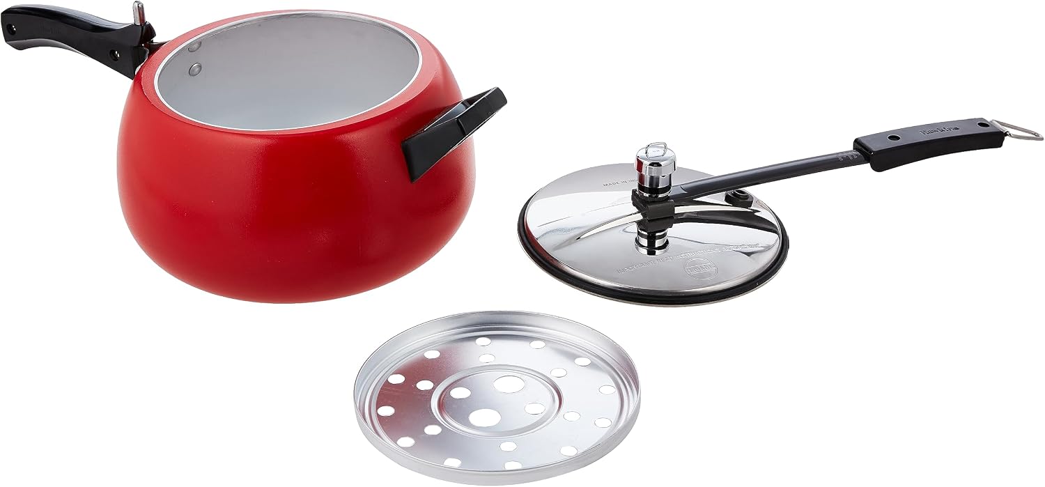 Hawkins 5 Litre Contura Pressure Cooker, Ceramic Coated Handi Inner Lid Cooker, Tomato Red (CTR50)