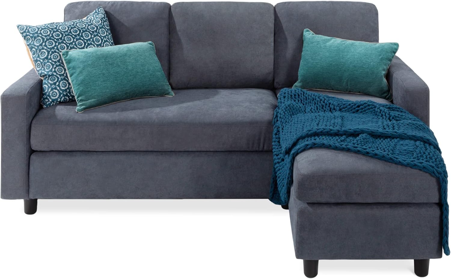 Best Choice Products Upholstered Sectional Sofa for Home, Apartment, Dorm, Bonus Room, Compact Spaces w/Chaise Lounge, 3-Seat, L-Shape Design