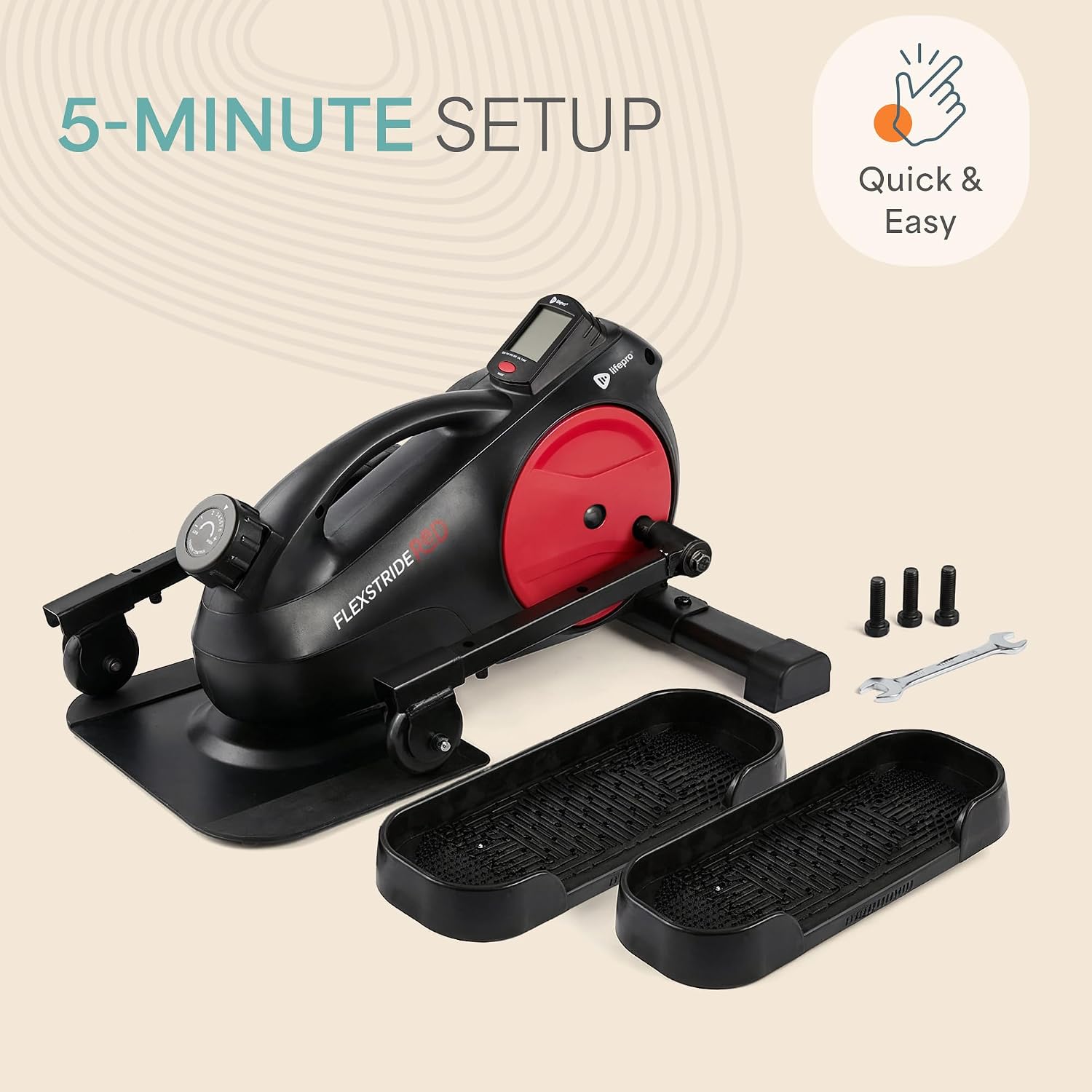 Lifepro Flexstride Under Desk Elliptical with Red Light Therapy Option