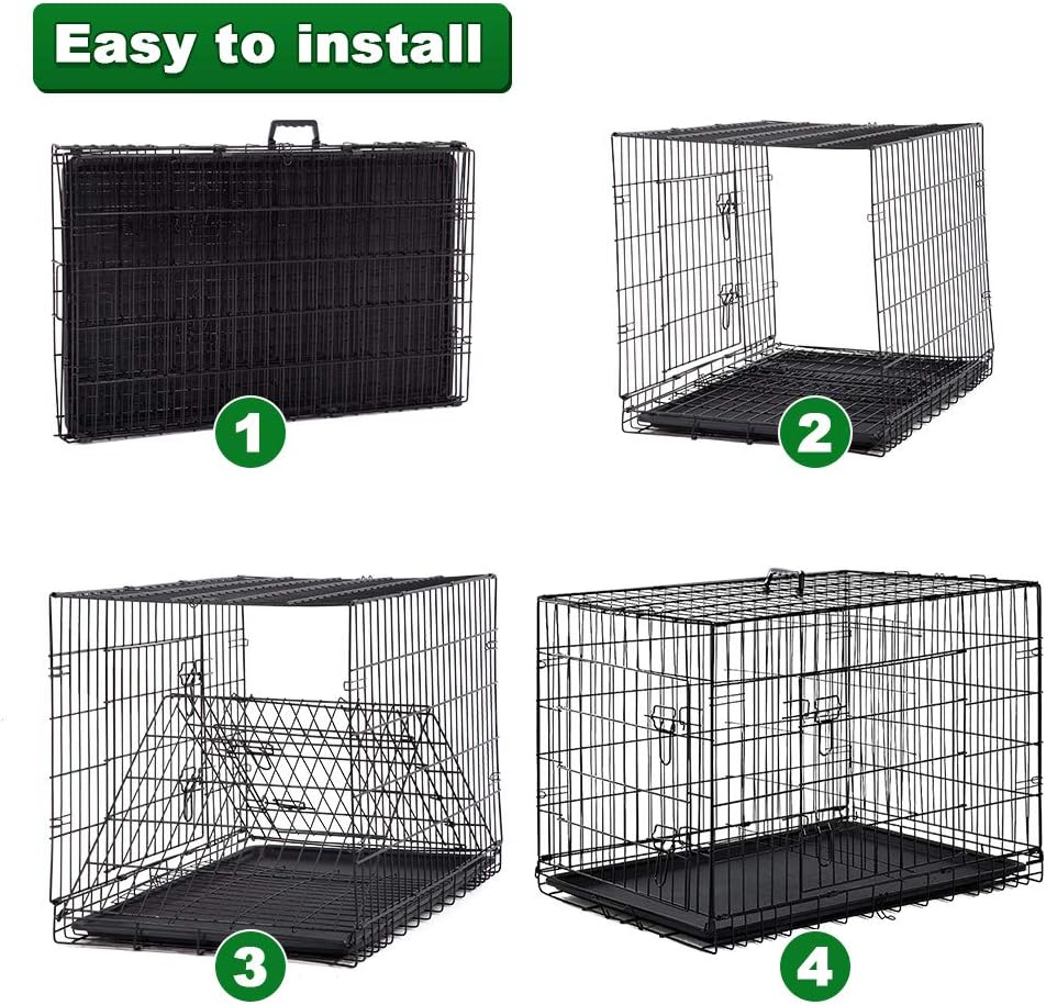 BestPet | Dog Crate | 48" | Black | Foldable Metal Kennel with Double Doors