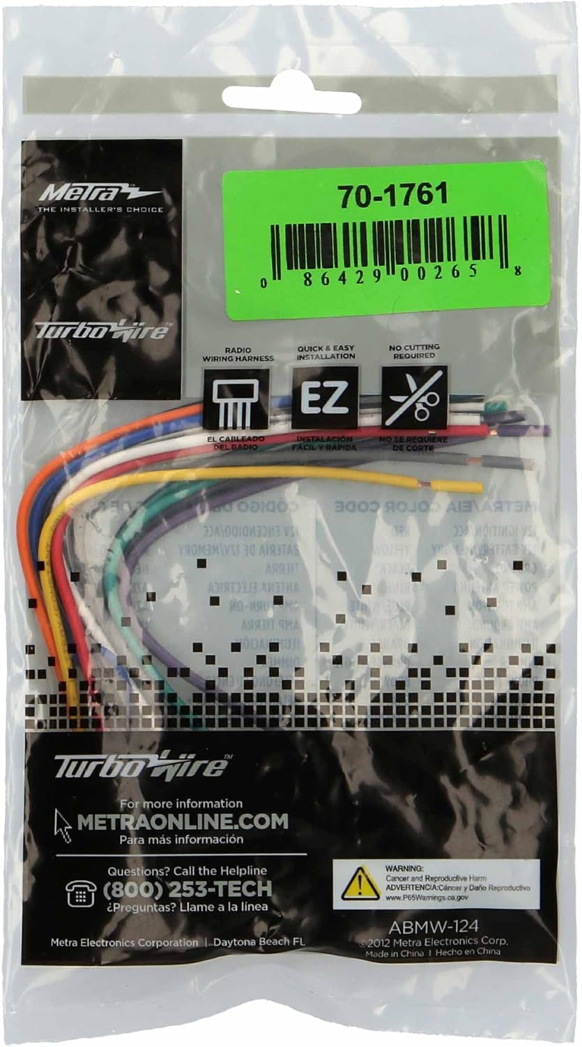 Metra 70-1761 Radio Wiring Harness Fits Select 1987-UP Toyota Vehicles Power + 4 Speaker (Packaging May Vary) | Connects power and 4 speaker outputs