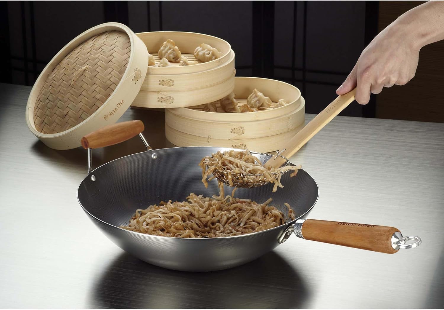 Helen's Asian Kitchen Xylan Non-Stick Wok, 12-Inch Flat Bottom Wok