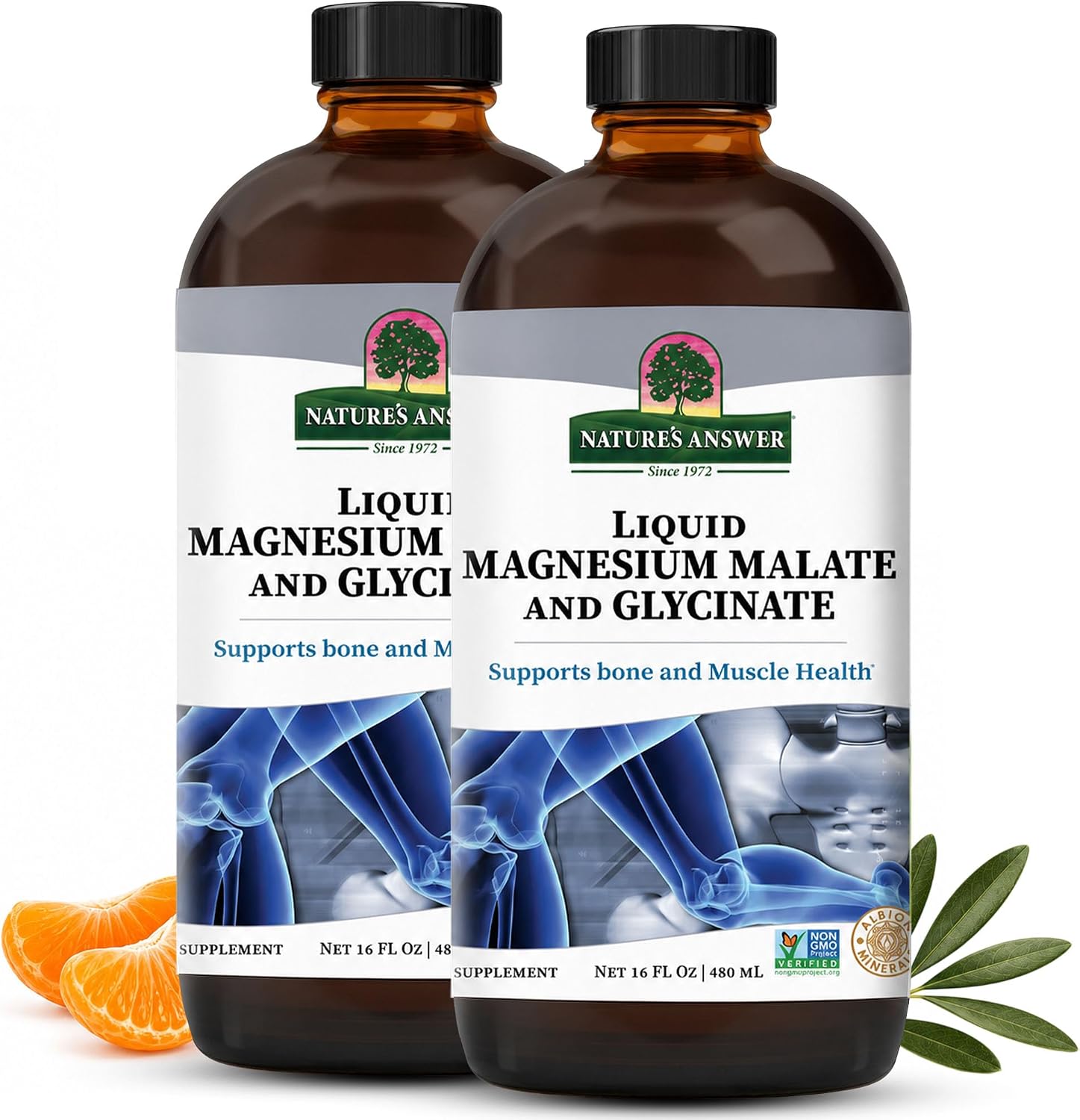 Natures Answer, Magnesium Glycinate Liquid, 16 Fl Oz | Supports Healthy Bone, Muscle and Cardiovascular Function, Gluten-Free, Vegan