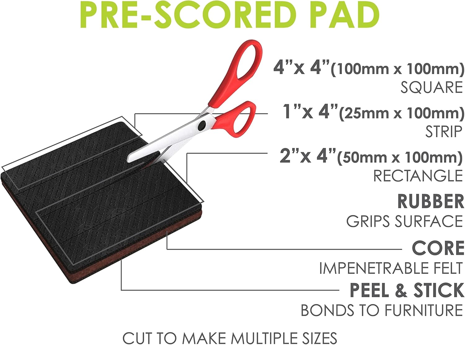 Slipstick GorillaPads CB149 Non-Slip Furniture Pads/Rubber Grippers (Set of 8) Self-Adhesive Furniture Feet Floor Protectors, 1-1/2 inch Round, Black