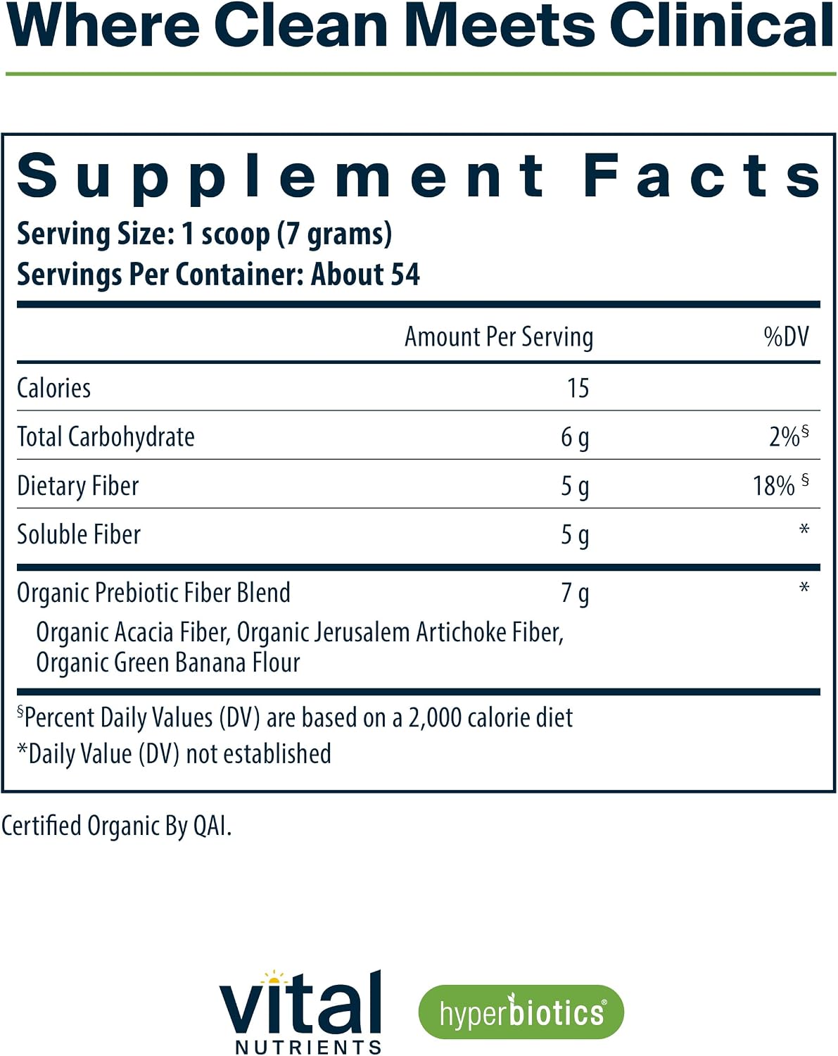 Hyperbiotics Vital Nutrients Organic Prebiotic Fiber Powder | Supports Gut Health and Digestive Regularity | Soluble Fiber Supplement for Women and