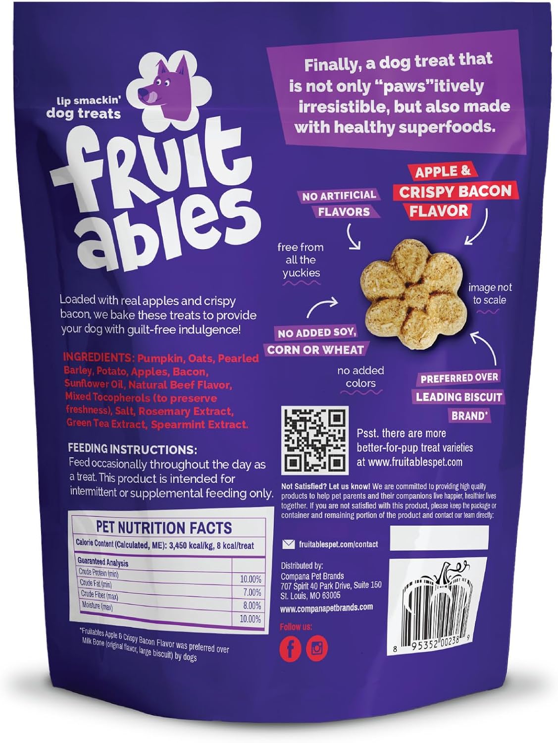 Fruitables Baked Dog Treats, Low Calorie Treats, Pumpkin & Banana, 7oz | Healthy Dog Treats, Training Treats, Crunchy Dog Biscuits, Limited Ingredient Recipe, Healthy Puppy Snacks, Made in USA