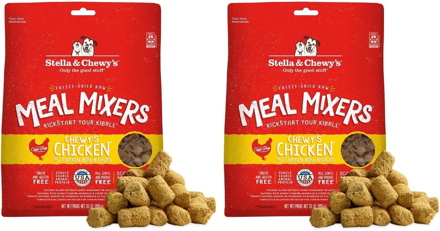 Stella & Chewy's Freeze-Dried Raw Chicken Meal Mixers- Dog Food Topper and Mixer - Made with 95% Cage-Free Chicken, Organs & Bone - Perfect for Picky Eaters - Grain-Free - 3.5oz
