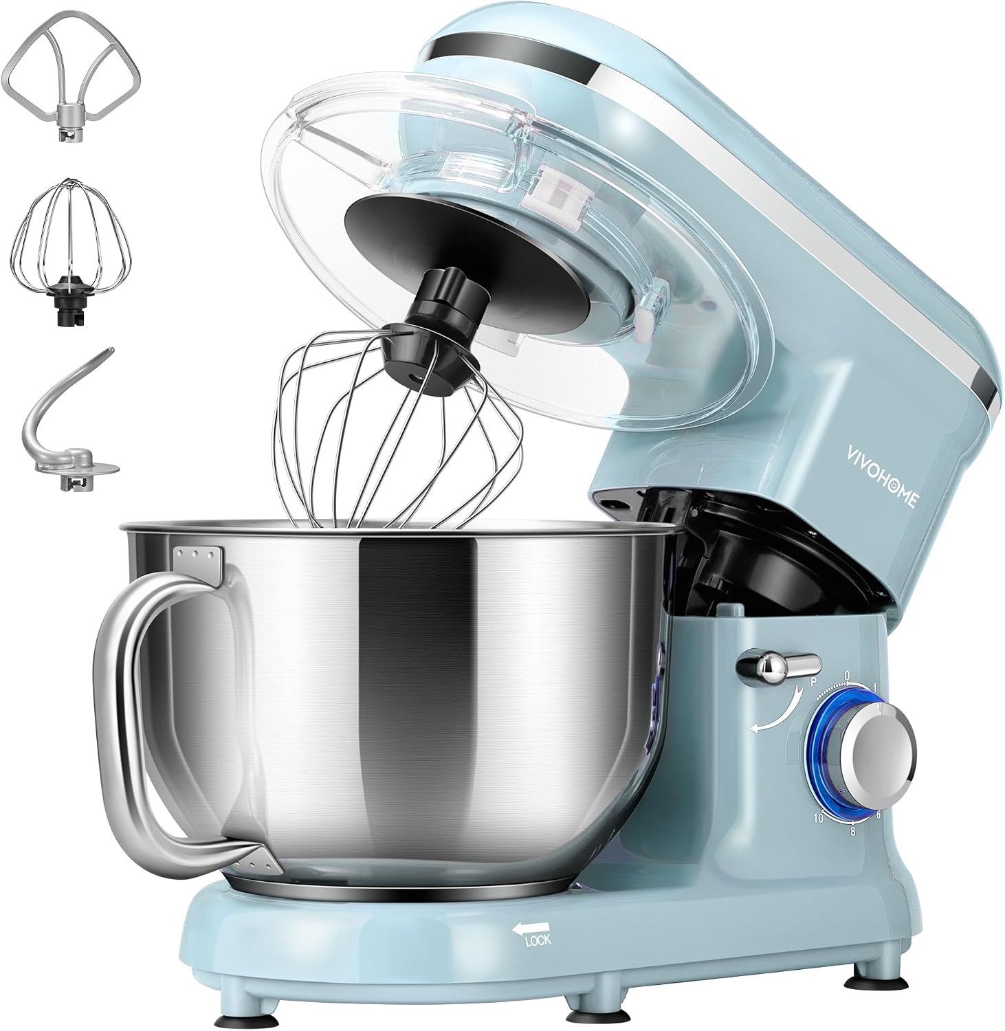 VIVOHOME Stand Mixer, 6-Quart Tilt-Head Kitchen Mixer with Bowl, Gray
