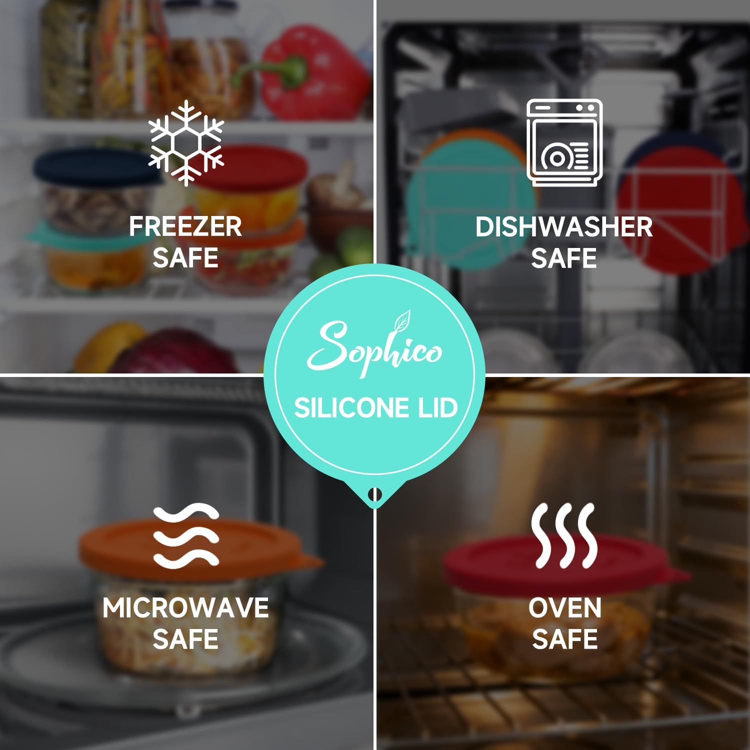 SOPHICO 4 Cup Silicone Lids Replacement for Pyrex & Anchor Hocking 7201-PC