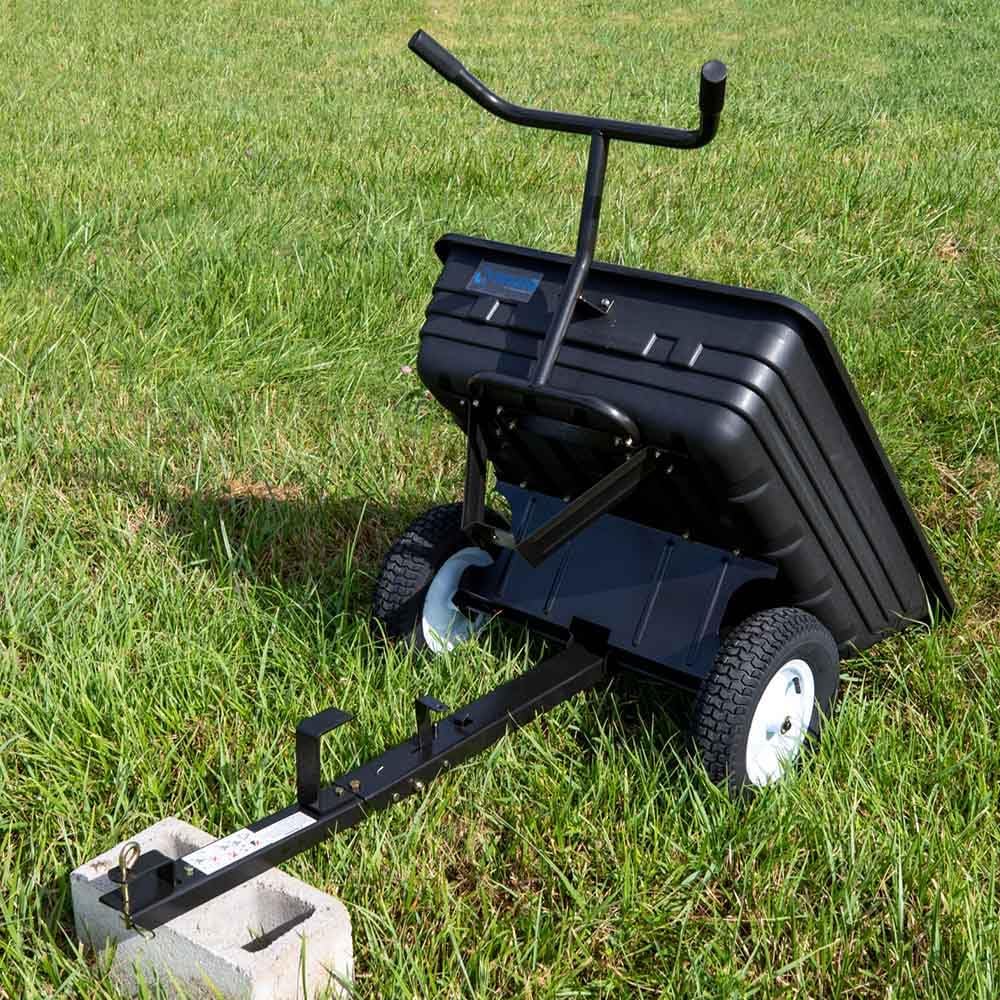 Titan Attachments 650 LB (10 Cu. Ft.) Economy Tow-Behind Poly Dump Cart for Lawn