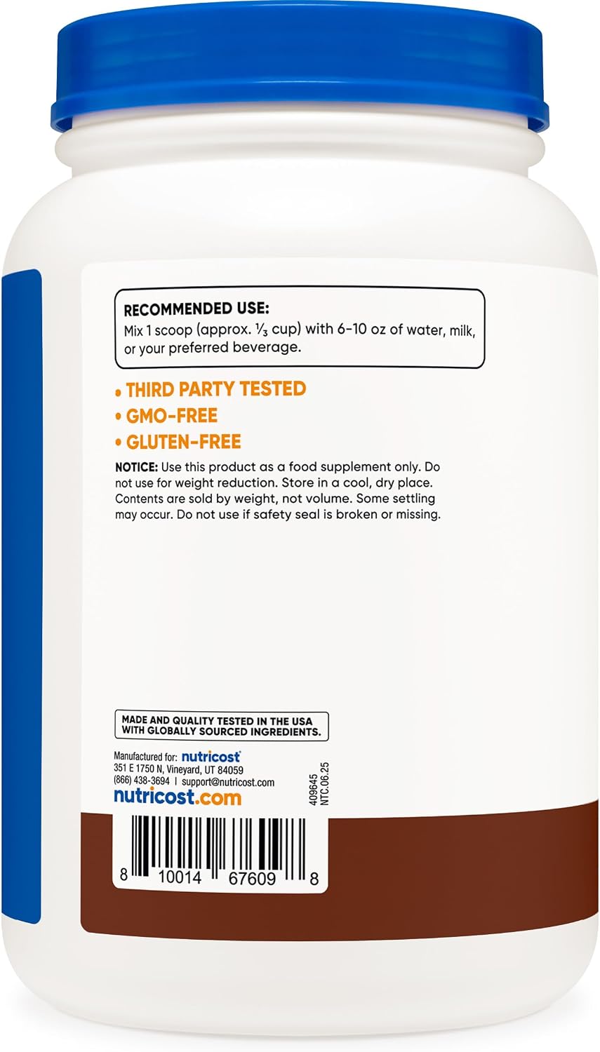 Nutricost Whey Protein Concentrate Powder (Unflavored) 2LBS, Gluten Free | GMO-Free