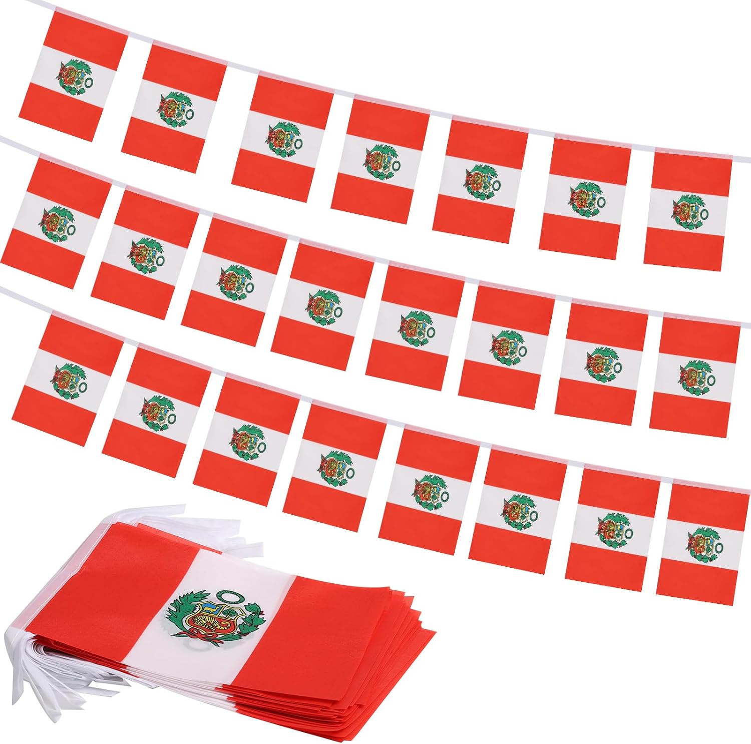 Nicaragua Flag Banner, Small Mini Nicaraguan Flags Patriotic Decoration for Party, Classroom, Sports Events, 33 Feet 30 Flags
