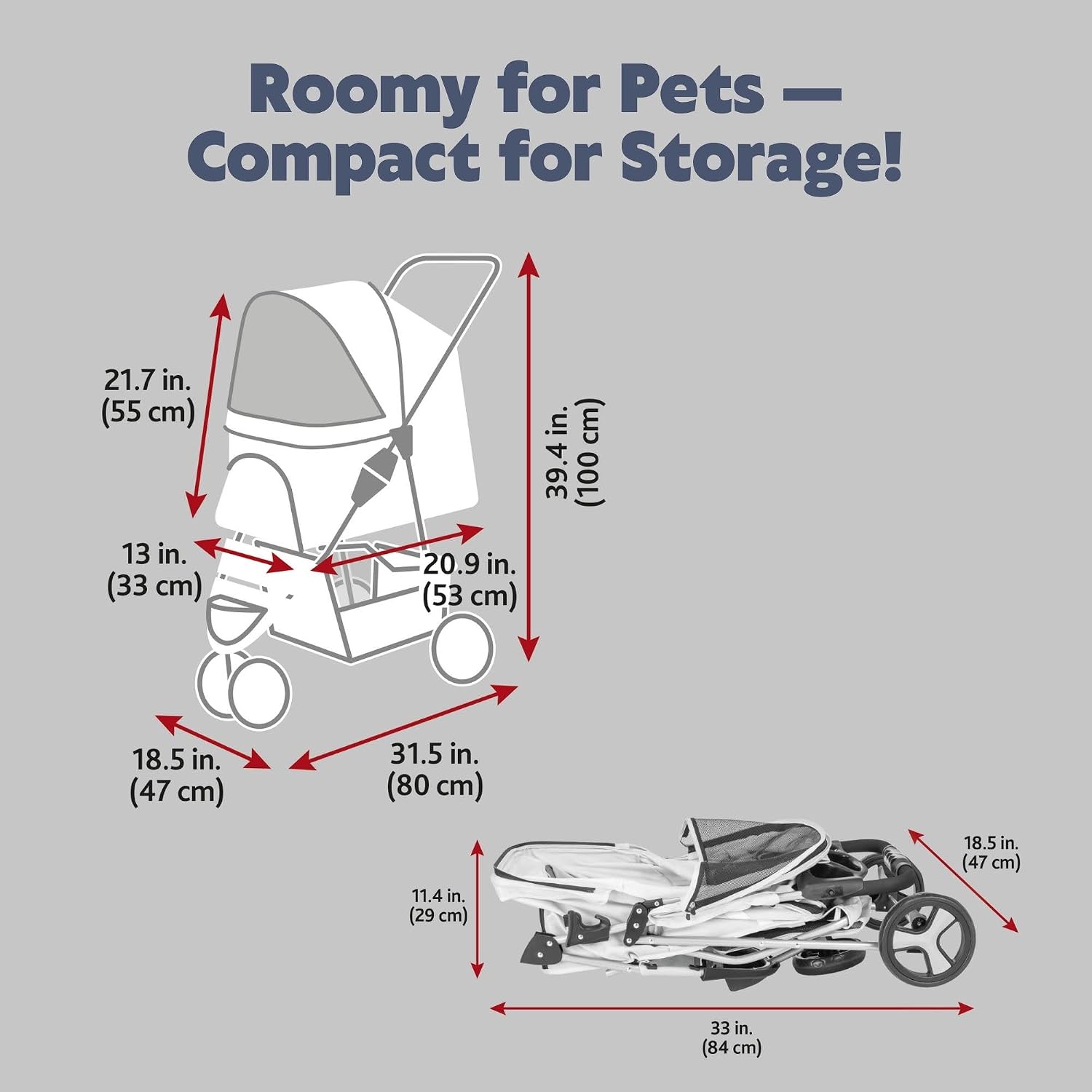 TRIXIE Foldable Pet Stroller for Cats and Dogs, Pet Carrier Strolling Cart with Weather Cover, Storage Basket, Cup Holder, Black | Lightweight, Compact and Portable, Easy to Travel