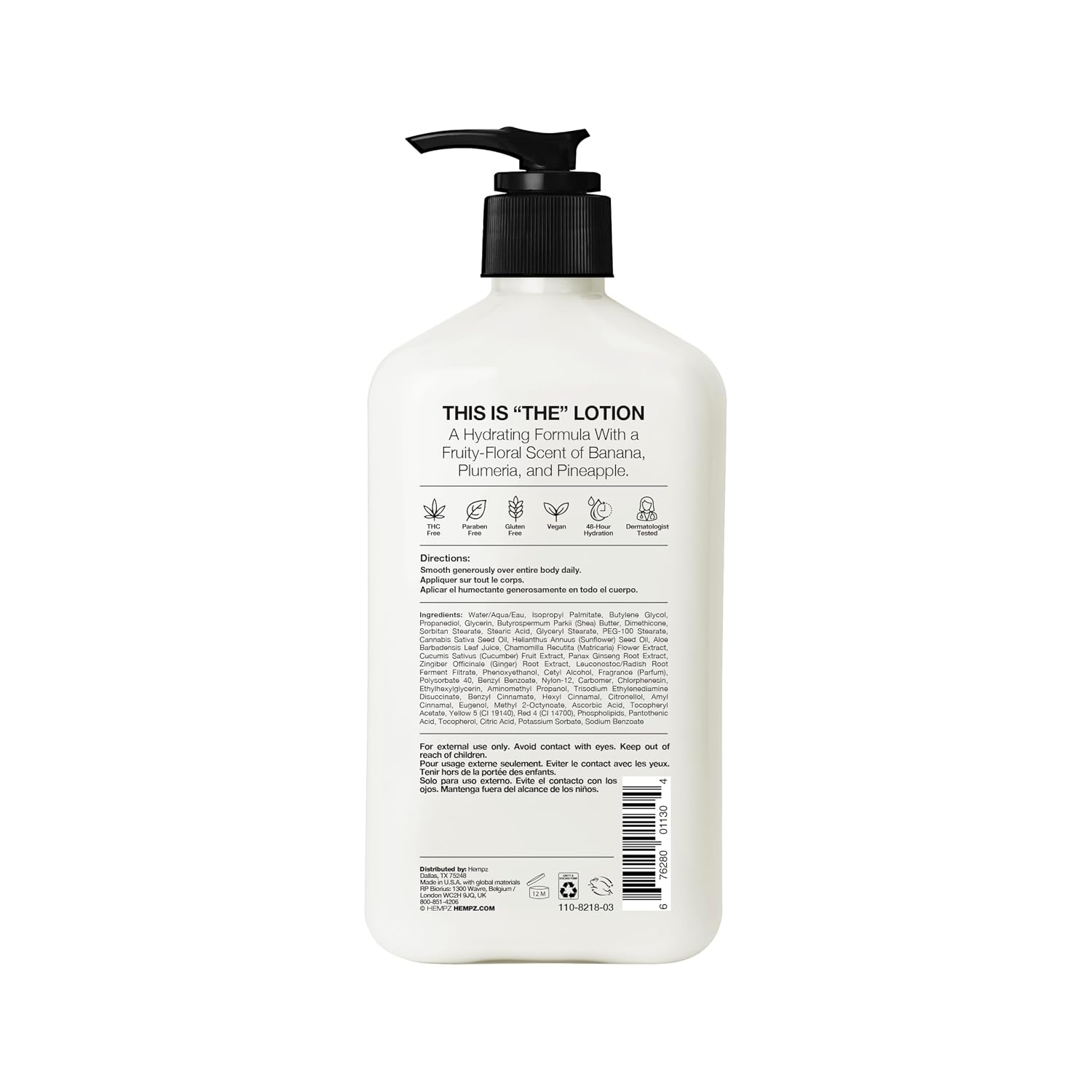 HEMPZ Body Lotion - Sweet Pineapple and Honey Melon - Daily Moisturizing Cream - 17oz