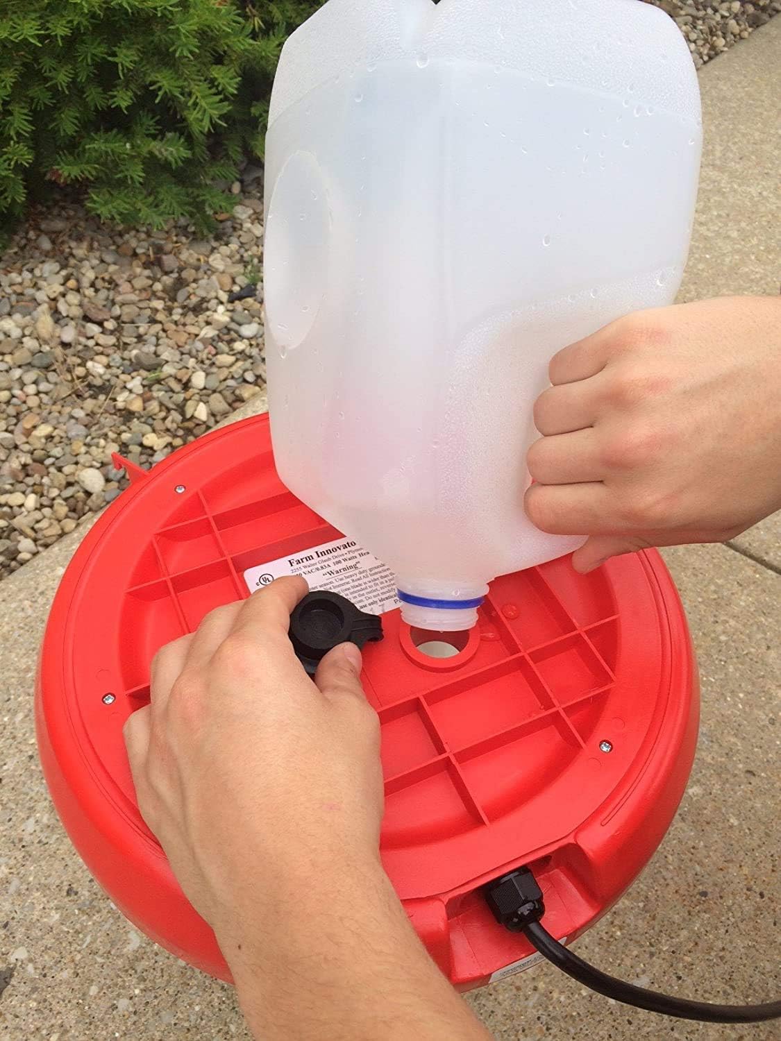 Farm Innovators HB-60P Thermostatically Controlled Heated 2 Gallon Plastic Outdoor Year Round Poultry Chicken Water Bucket Drinker, White/Red | Thermostatically controlled to keep water from freezing, side mounted drip-free/freeze-free nipples for up to…
