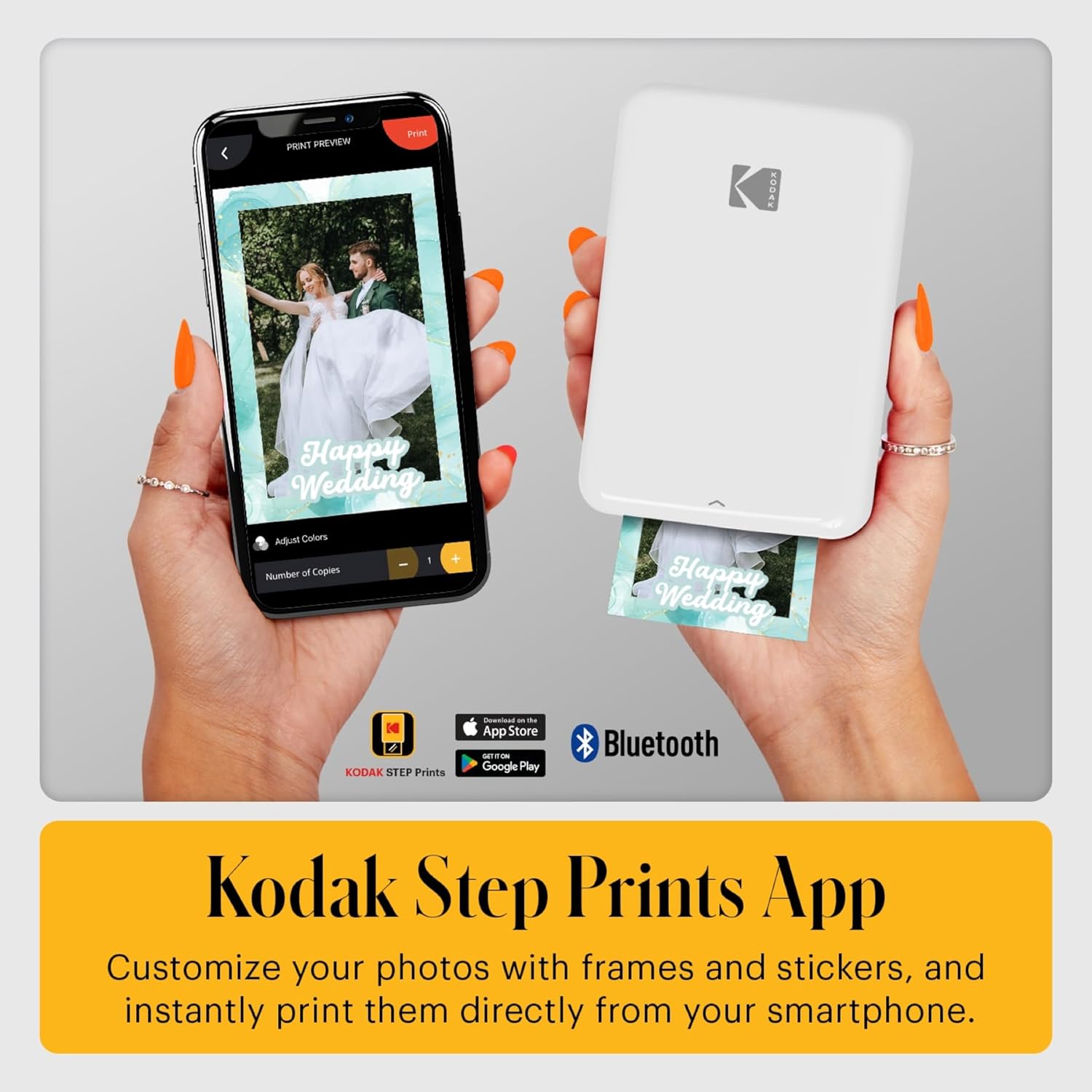 KODAK Step Instant Smartphone Photo Printer, Portable Mini Color Wireless Mobile Printer, Zink 2x3” (5.1x7.5 cm) Sticky-Back Photos