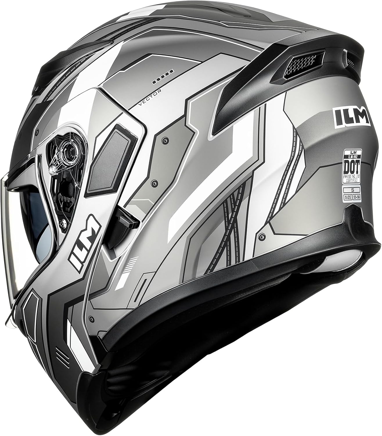 ILM Motorcycle Dual Visor Flip up Modular Full Face Helmet DOT Model 902/902L