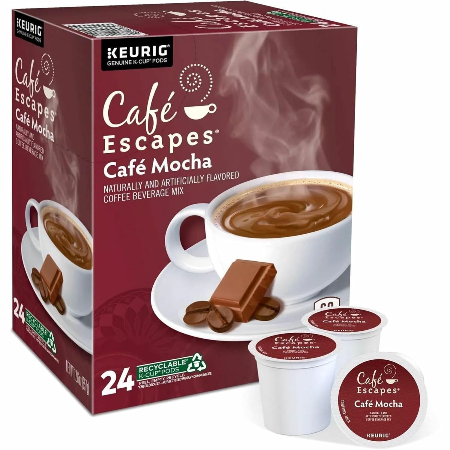 Café Escapes Café Mocha K-Cups for Keurig Brewers, 24 pack, 24-count