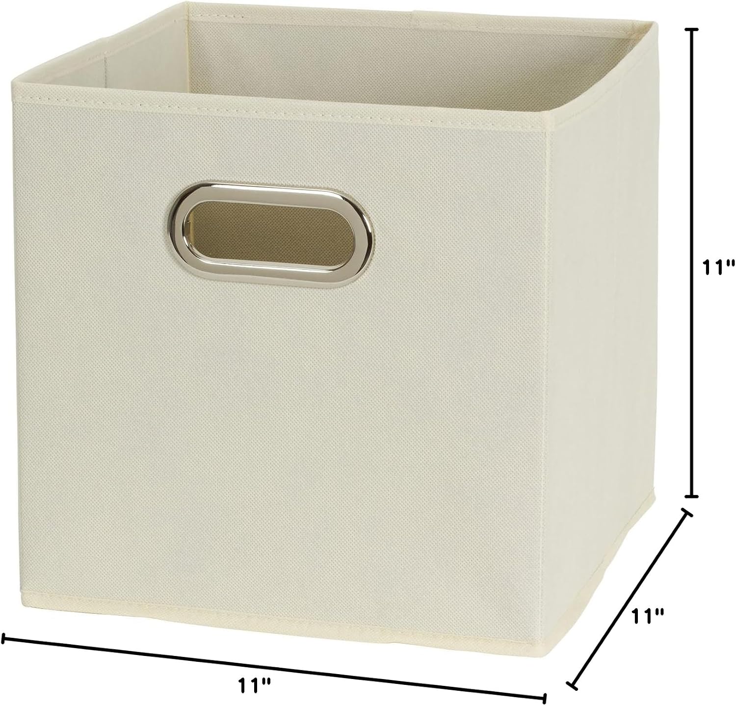 Household Essentials Fabric Storage Bins 6 Piece Set, Strong Poly-Woven Fabric, Sturdy Chipboard Sides, Grommet Front Handle, Stackable and Foldable, Classic Design, Navy