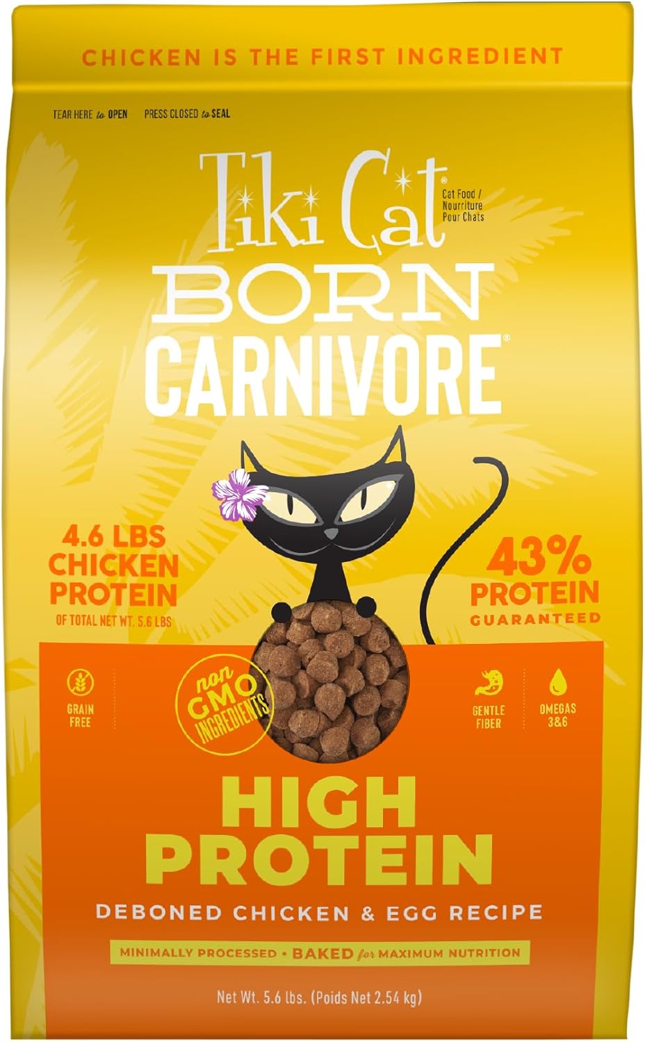 Tiki Cat Born Carnivore Dry Cat Food, Deboned Chicken & Egg, 2.8 lbs. Bag