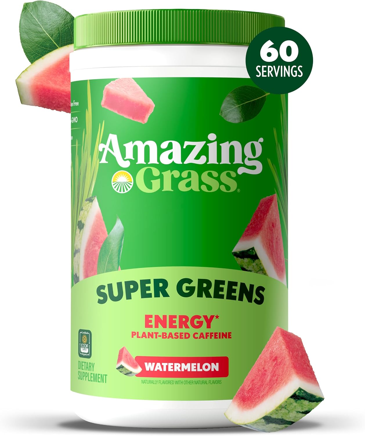 Amazing Grass Super Greens Powder Energy Lemon Lime, 30 Servings | Organic Energy Greens Powder with Plant-Based Caffeine, Yerba Mate & Green Tea Leaf for Sustained Energy & Focus
