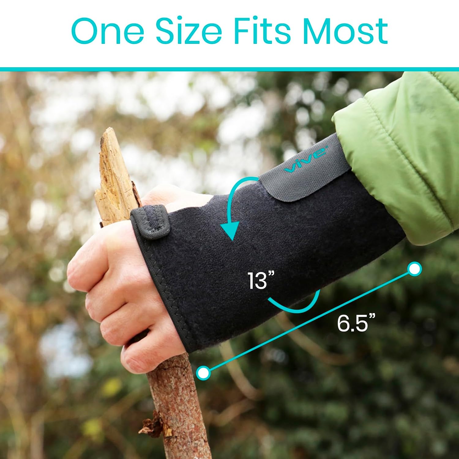Vive Wrist Brace - Carpal Tunnel Hand Compression Support Wrap for Men | Women, Tendinitis, Bowling, Sports Injuries Pain Relief - Removable Splint - Universal Ergonomic Fit (Black, Right)
