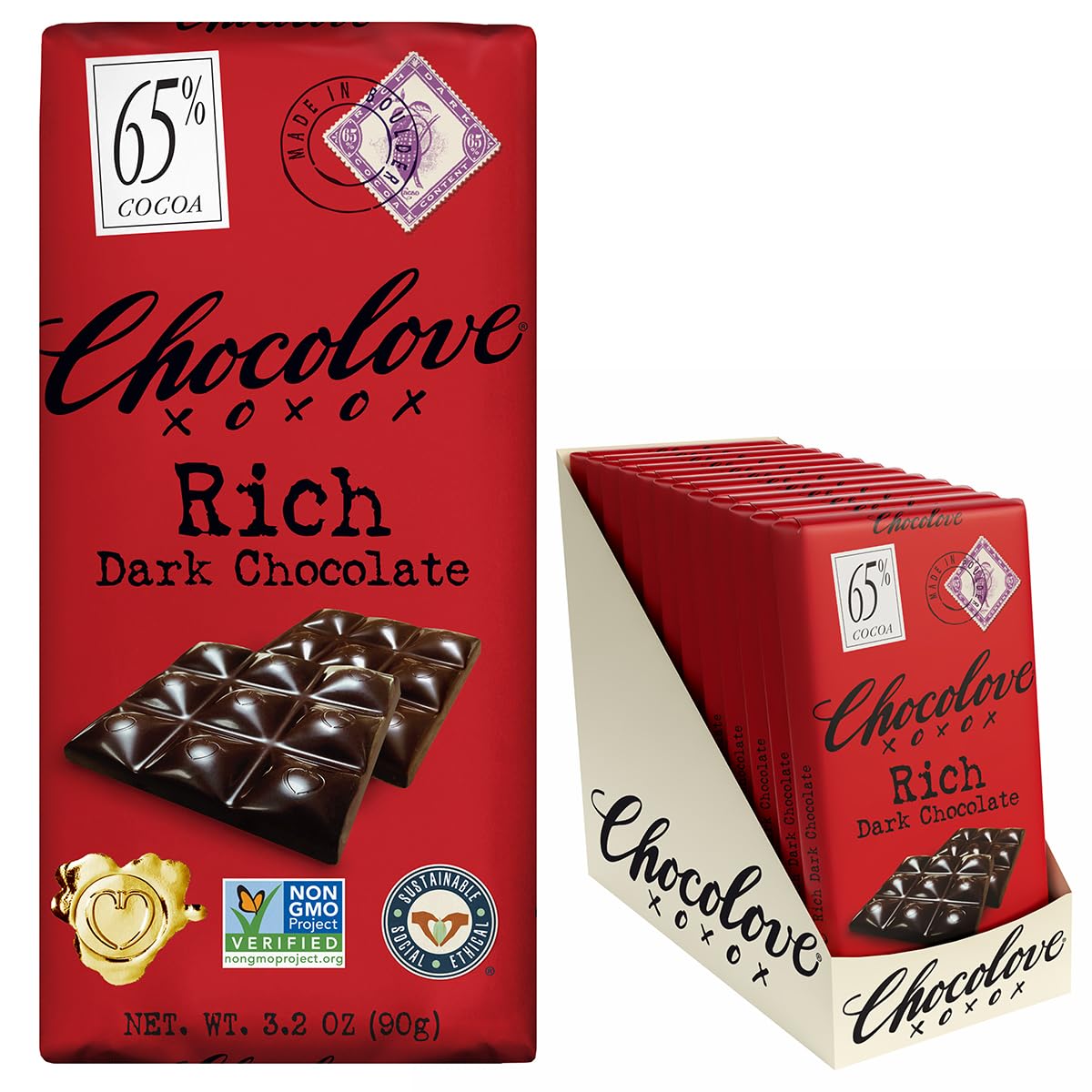 Chocolove Extreme Dark Chocolate Bars | 88% Cocoa | Rich and Intense Flavor | Made with Premium Dark Chocolate | Non-GMO & Gluten-Free, 3.2 oz Bar (12 Pack)