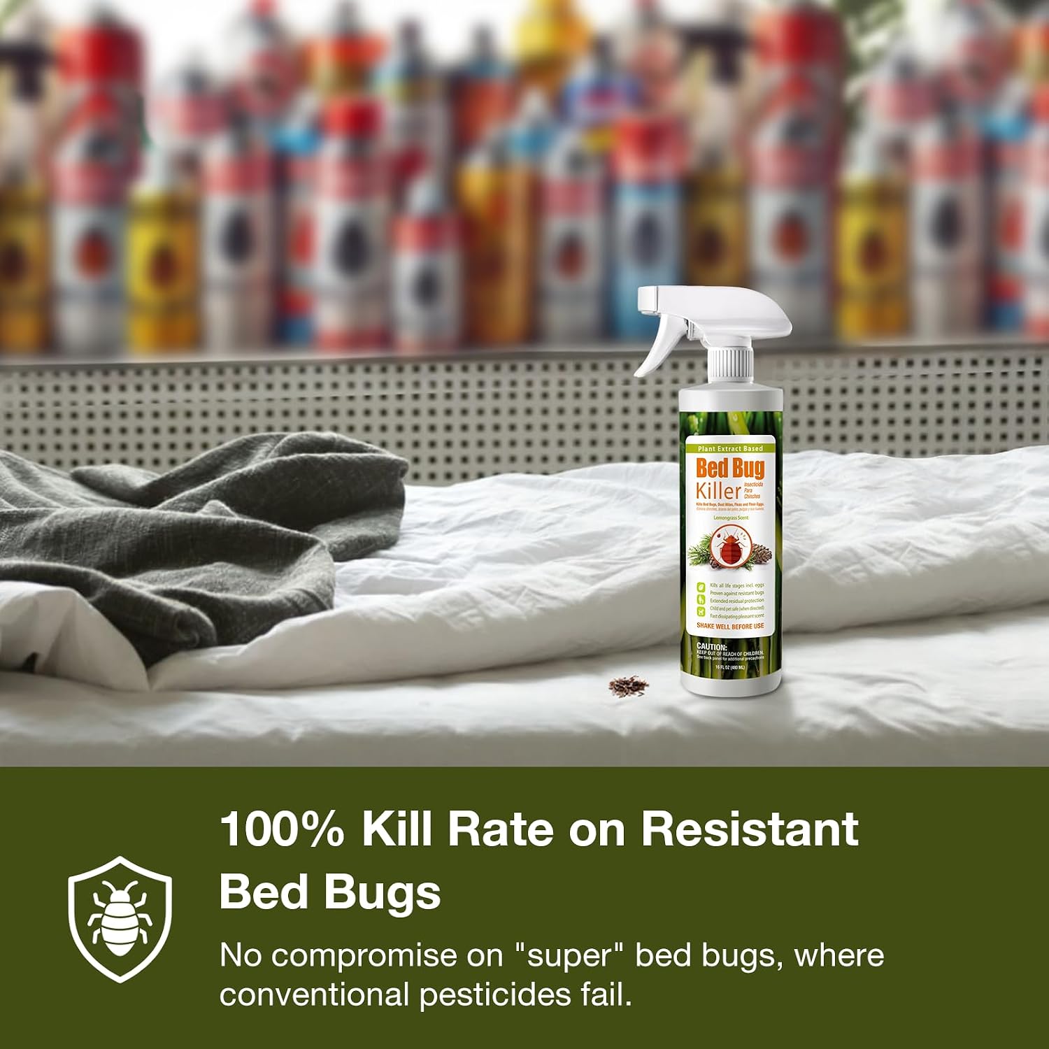 Bed Bug Killer 16 oz EcoVenger by EcoRaider, 100% Kill Efficacy, Bedbugs & Mites, Kills Eggs & The Resistant, Lasting Protection, USDA BIO-Certified, Plant Extract Based & Non-Toxic, Child & Pet Safe