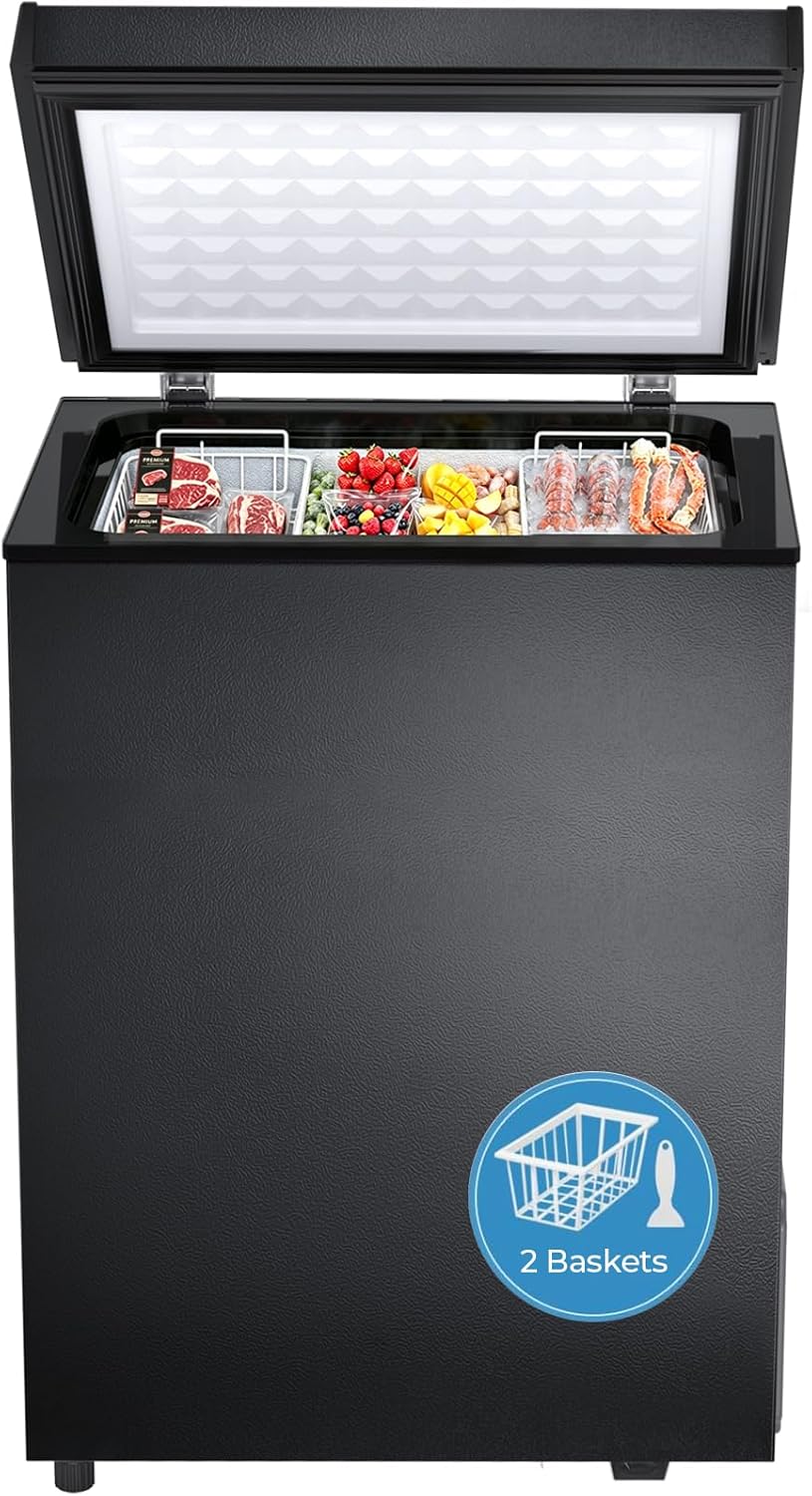 Kismile 7.0 Cubic Feet Chest Freezer, Deep Freezer for Home, Black