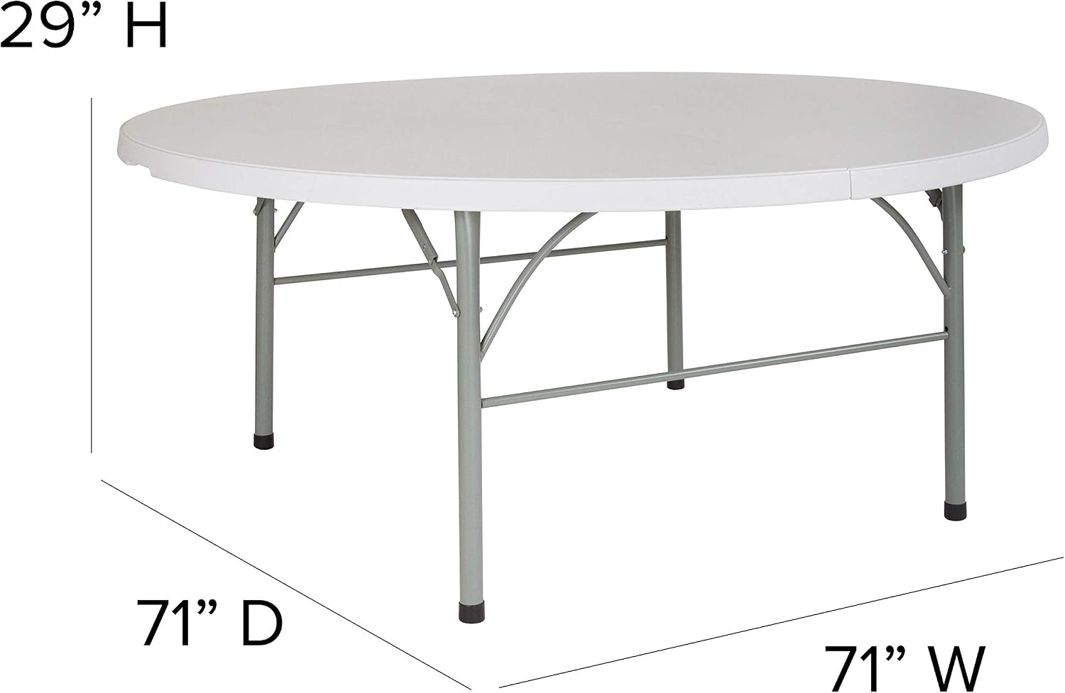 Flash Furniture 5-Foot Round Bi-Fold White Plastic Folding Table | Lightweight, Easy Storage, Commercial Grade, Carrying Handle