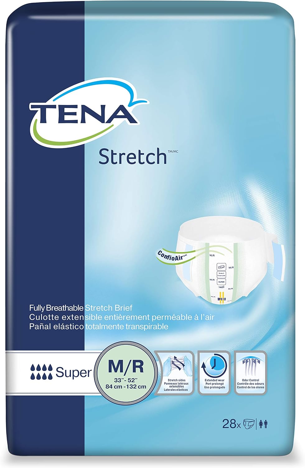 TENA Stretch Brief, Super Absorbency pack of 28 Size Medium/Regular Waist Siz... MMED-SCT67902 Pack