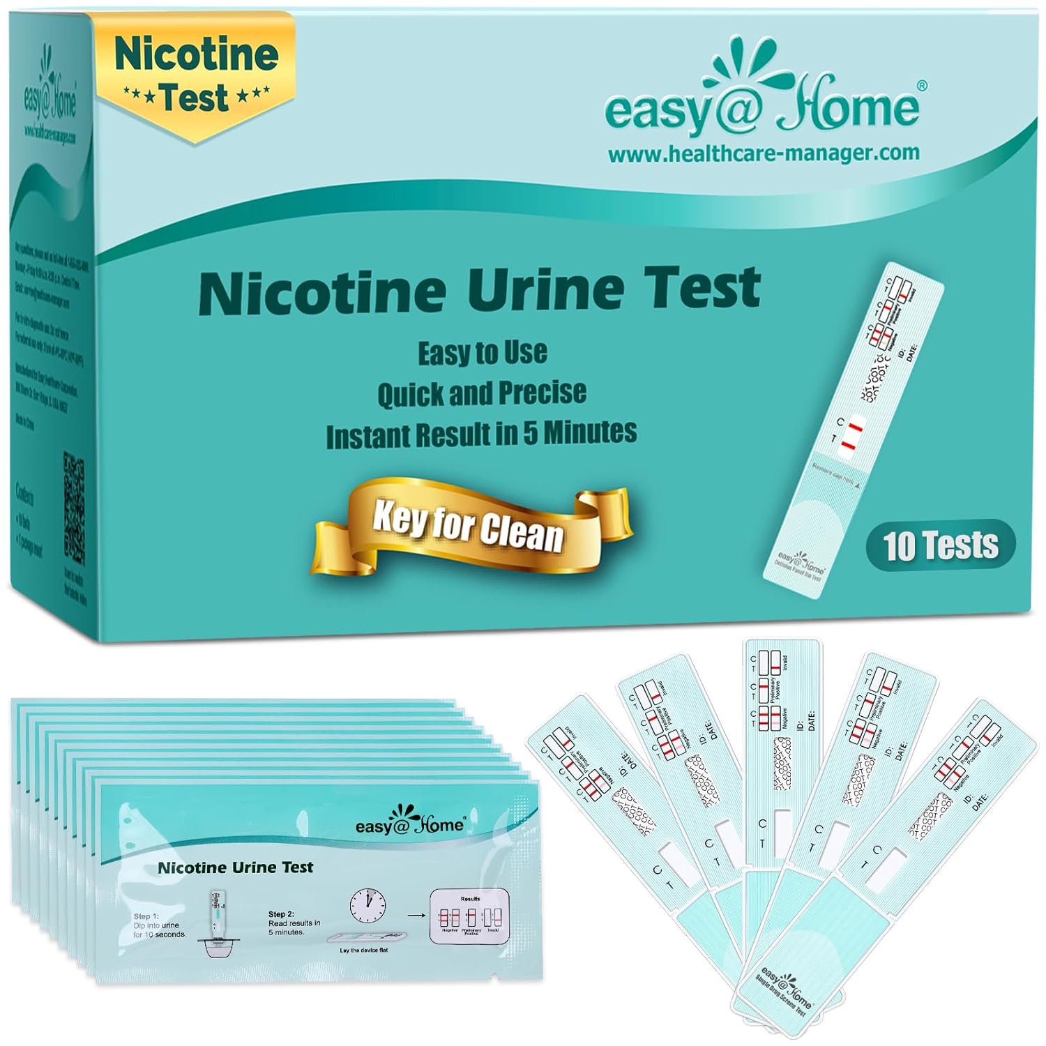 Easy@Home 25 Pack Nicotine Urine Test Strips, Cotinine Urine Screen Test