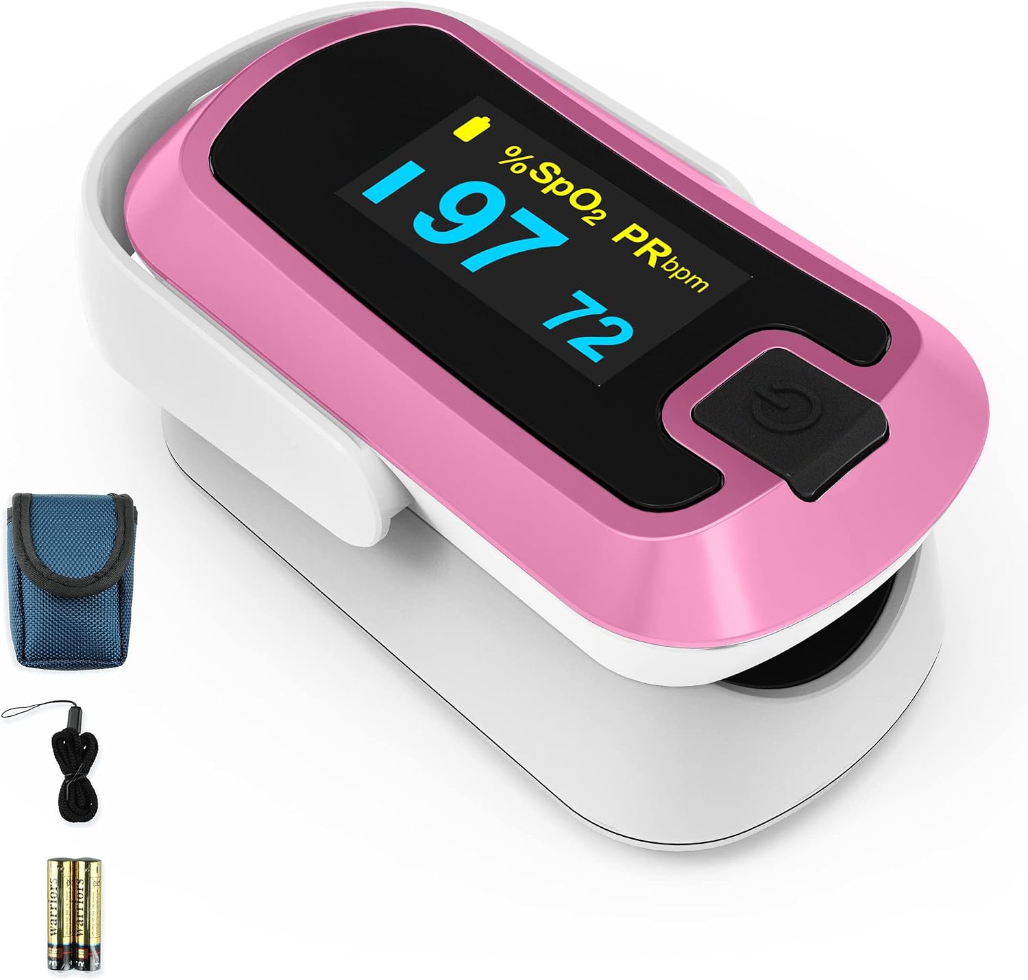 OLED Finger Pulse Oximeter, O2 Meter, Dual Color White/Pink
