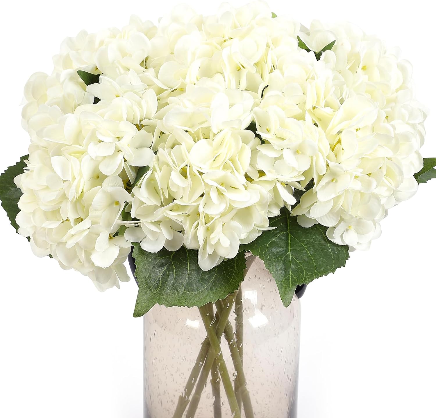 Kimura's Cabin 6pcs Silk Hydrangeas Artificial Flowers,Deep Lake Blue