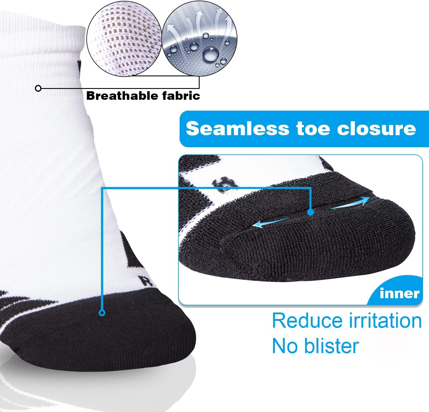 Hylaea Unisex Coolmax No Show Athletic Running Socks, Cushioned No Blisters