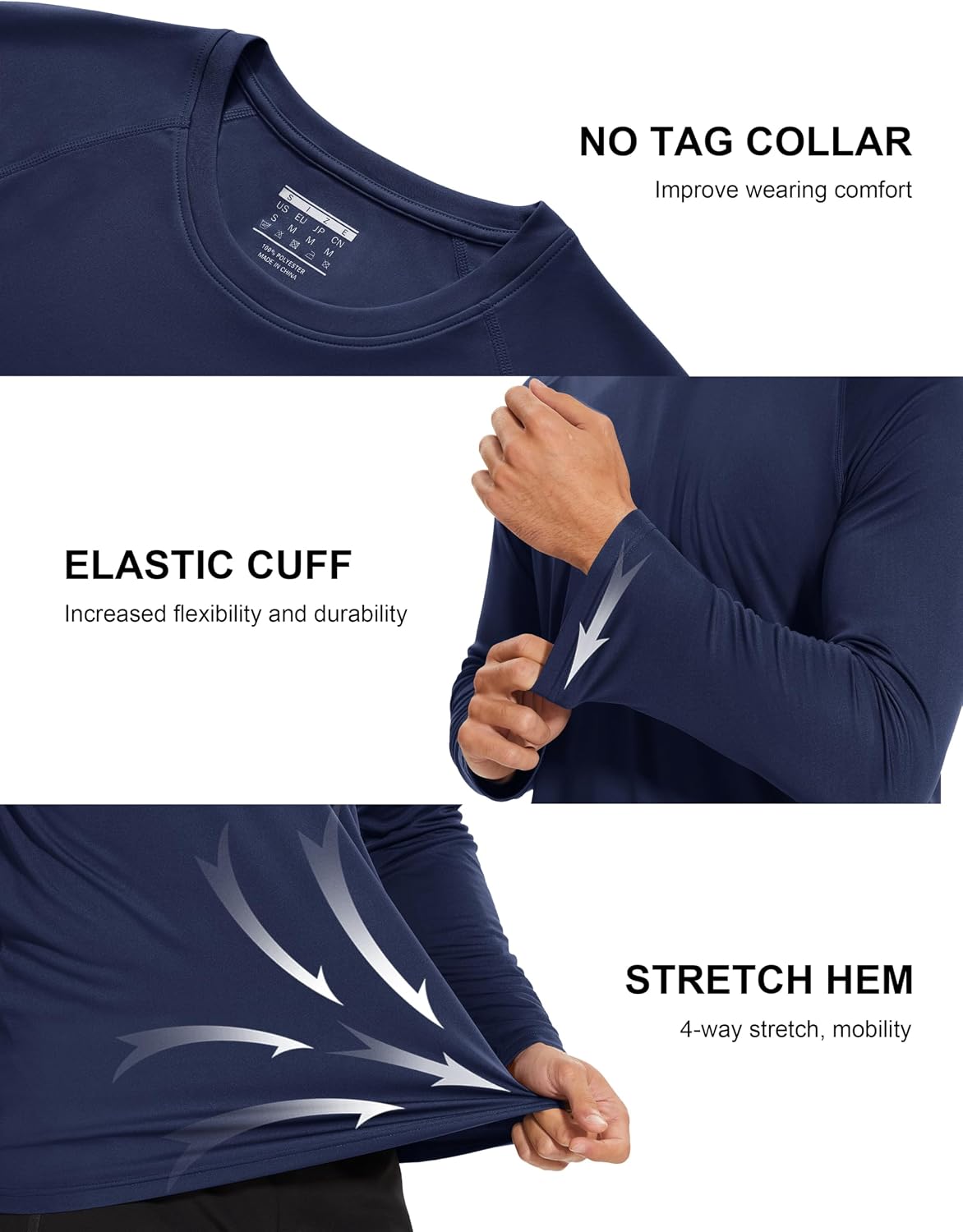MAGCOMSEN Men's Long Sleeve Shirts UPF 50+ UV Sun Protection Athletic Shirts for Hiking Running Workout Rash Guard