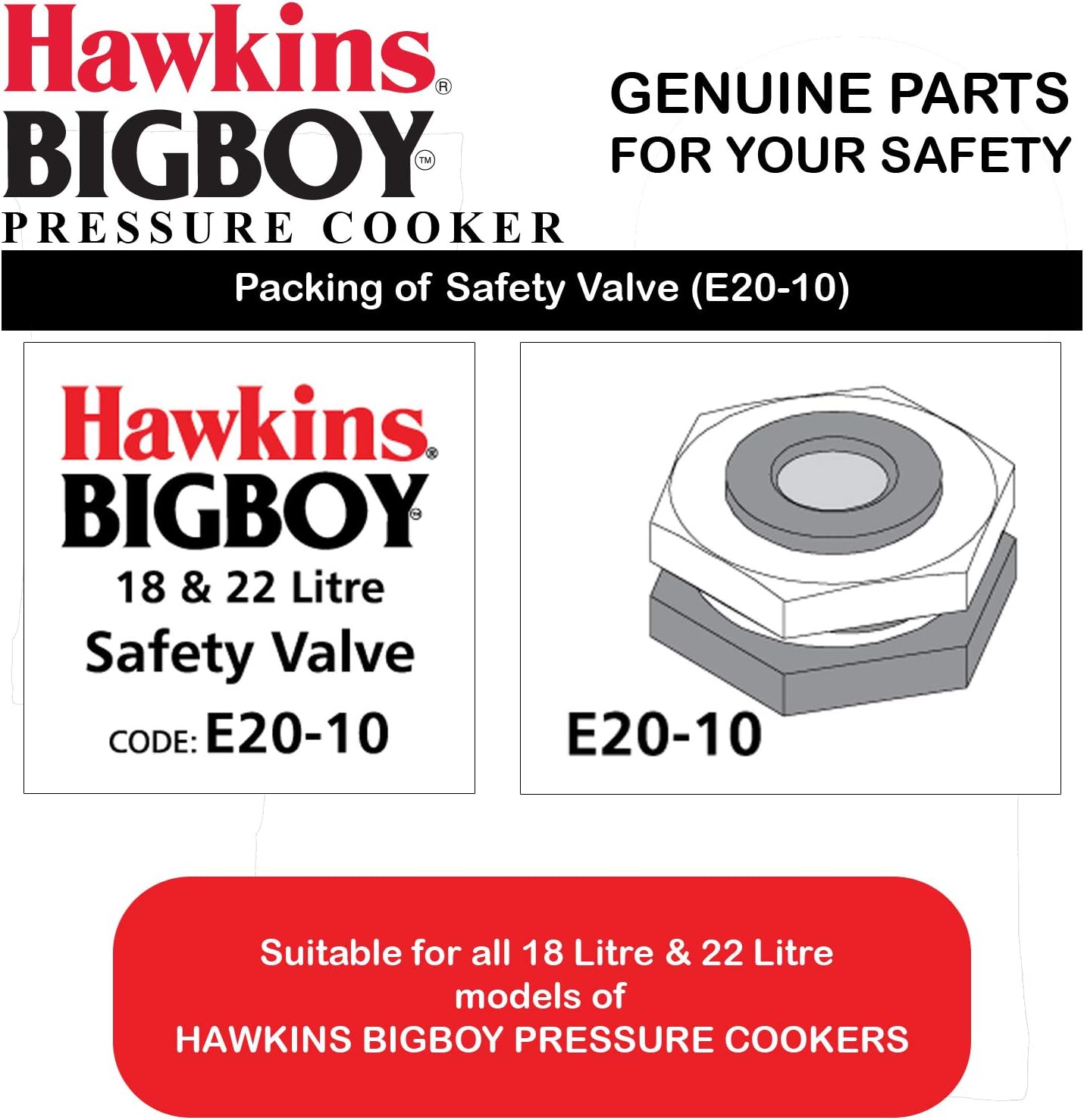 Safety Valve for Hawkins Bigboy Pressure Cooker