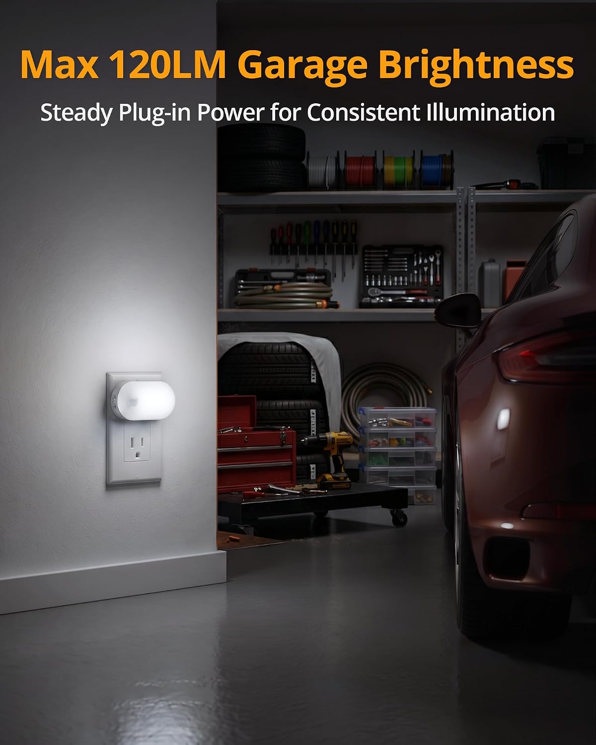 Lyridz 120 Lumens Ultra Bright Plug-in Motion Sensor Night Light, 6-Pack