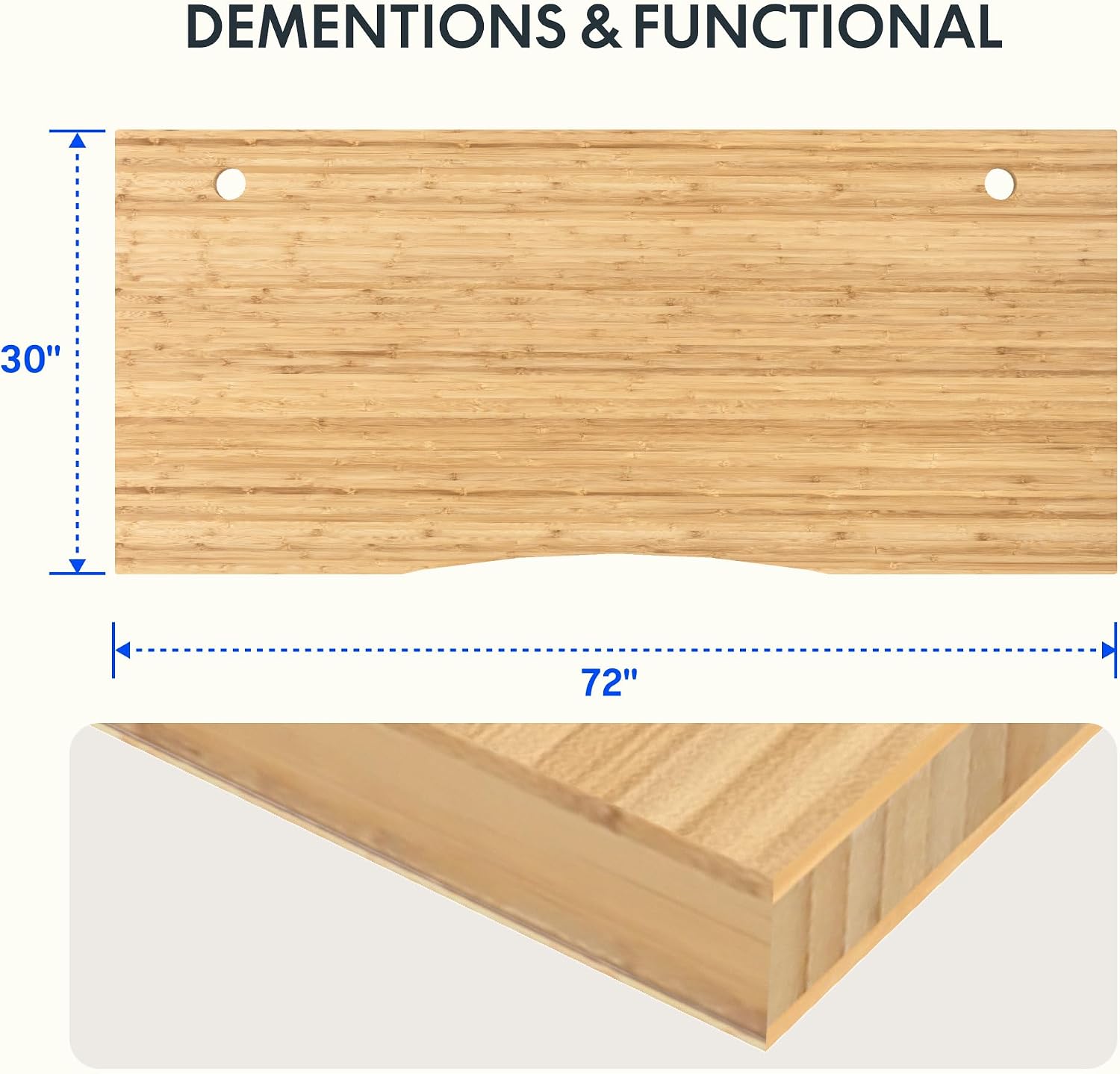 FLEXISPOT Acacia Solid Wood 55"x28" Butcher Block Desktop, Walnut | Acacia Solid Wood, Thick Beveled Edge, For Standing Desk, Office Table, Workbench, DIY Furniture Projects