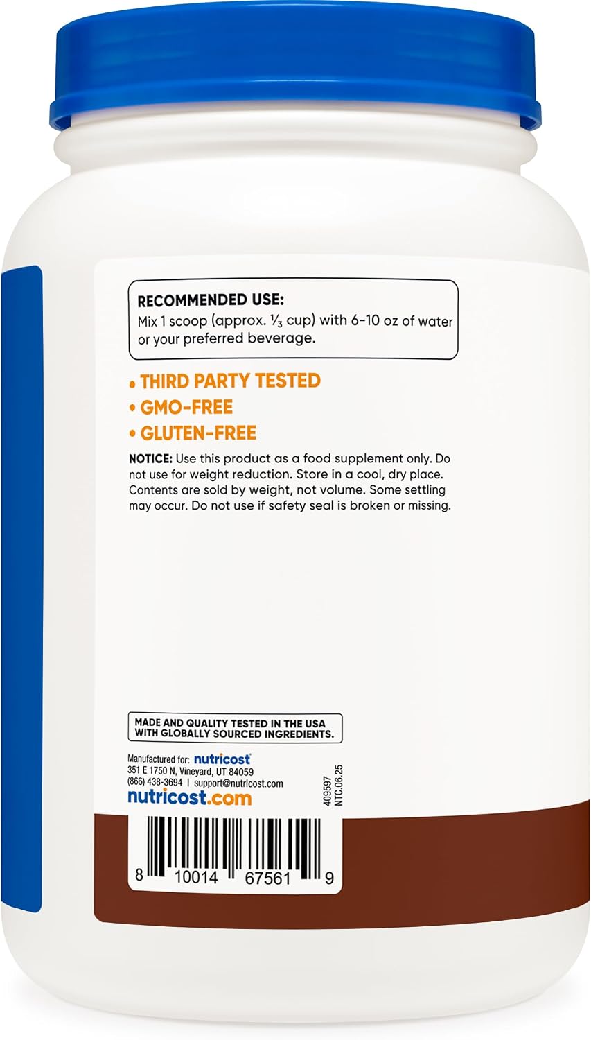 Nutricost Grass-Fed Whey Protein Isolate (Vanilla) 5LBS | GMO-Free, Gluten Free, Natural Flavors