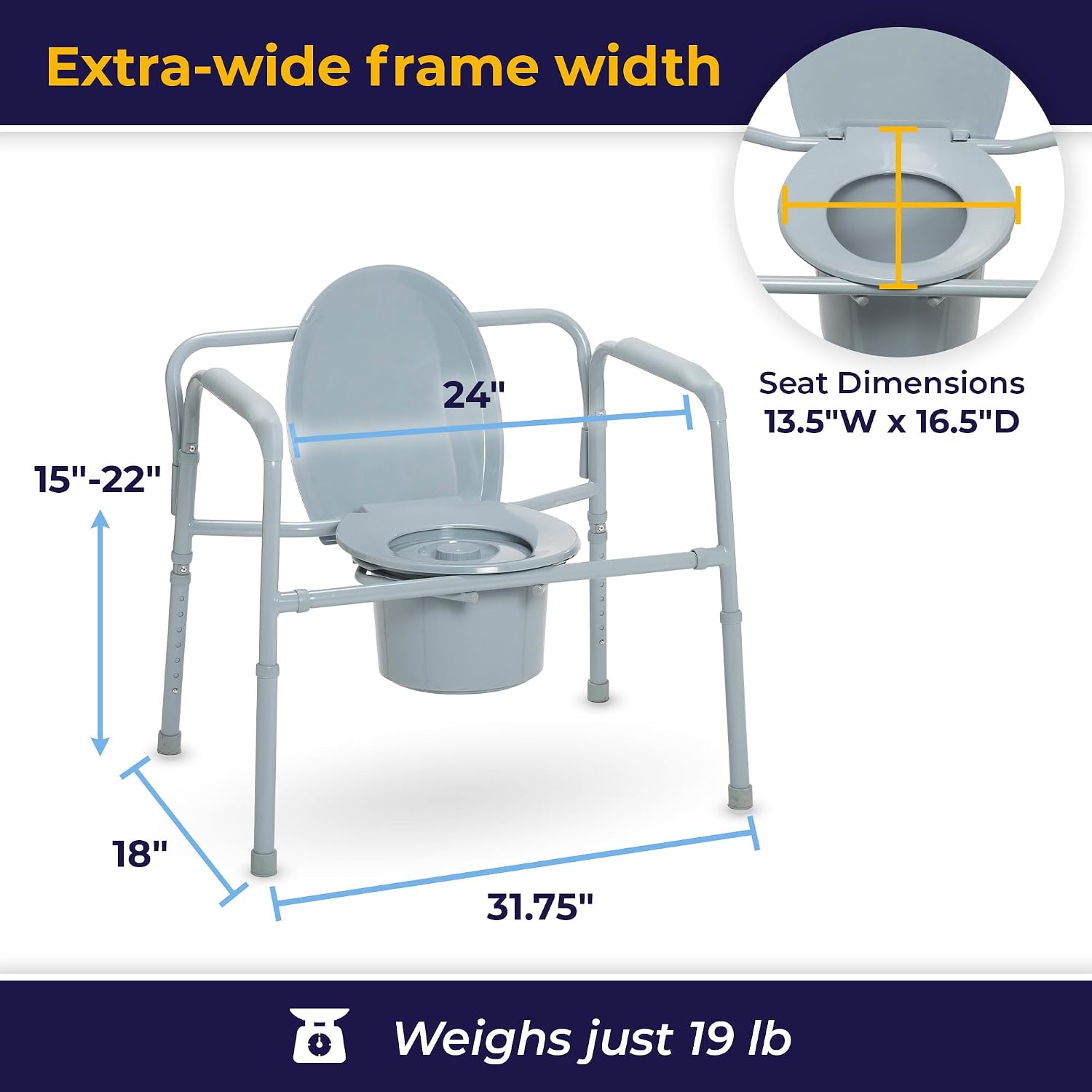 Drive Medical Bariatric Folding Commode for Bathroom Safety | Bariatric Folding Commode Offers Sturdy