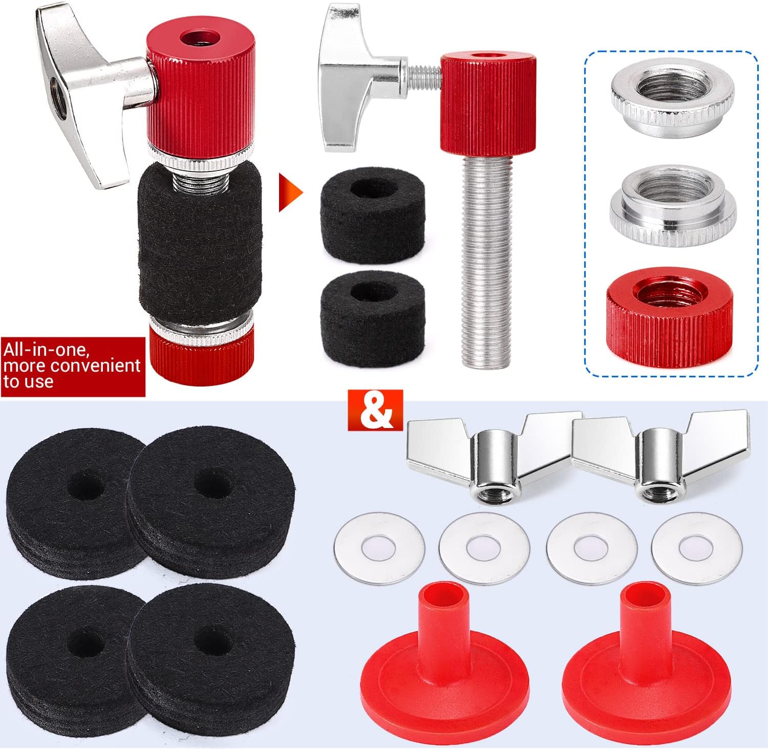 Facmogu 23PCS Cymbal Accessory Set, Drum Cymbal Replacement Accessories