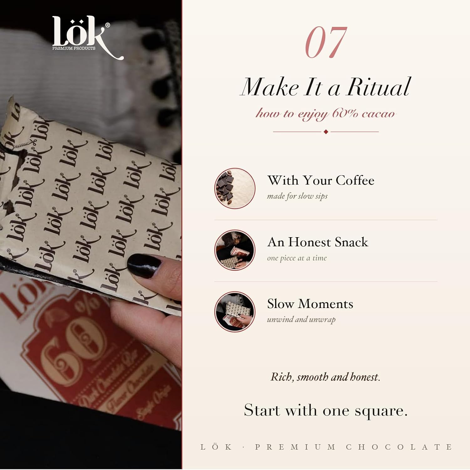Lök Foods Dark Chocolate Bar 100% Cacao | Fair Trade, Kosher, Gluten Free, Vegan, Bean-to-Bar, Sugar-Free, No Sugar Alcohol, No Artificial Sweetener