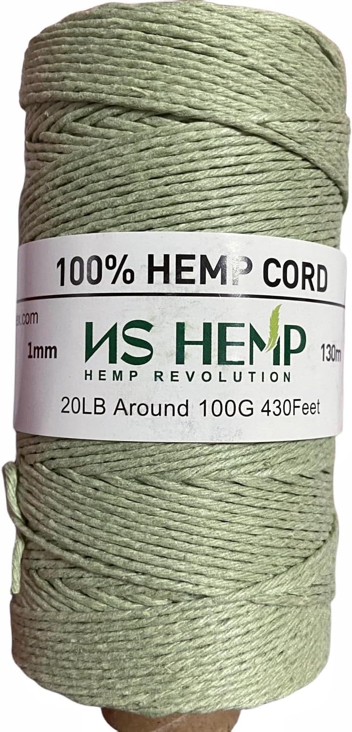 【 NS HEMP 】 Sustainable Hemp Twine Hemp Cord for Jewelry Making, Hemp Cord 1mm 130 Meters (026 RAW)